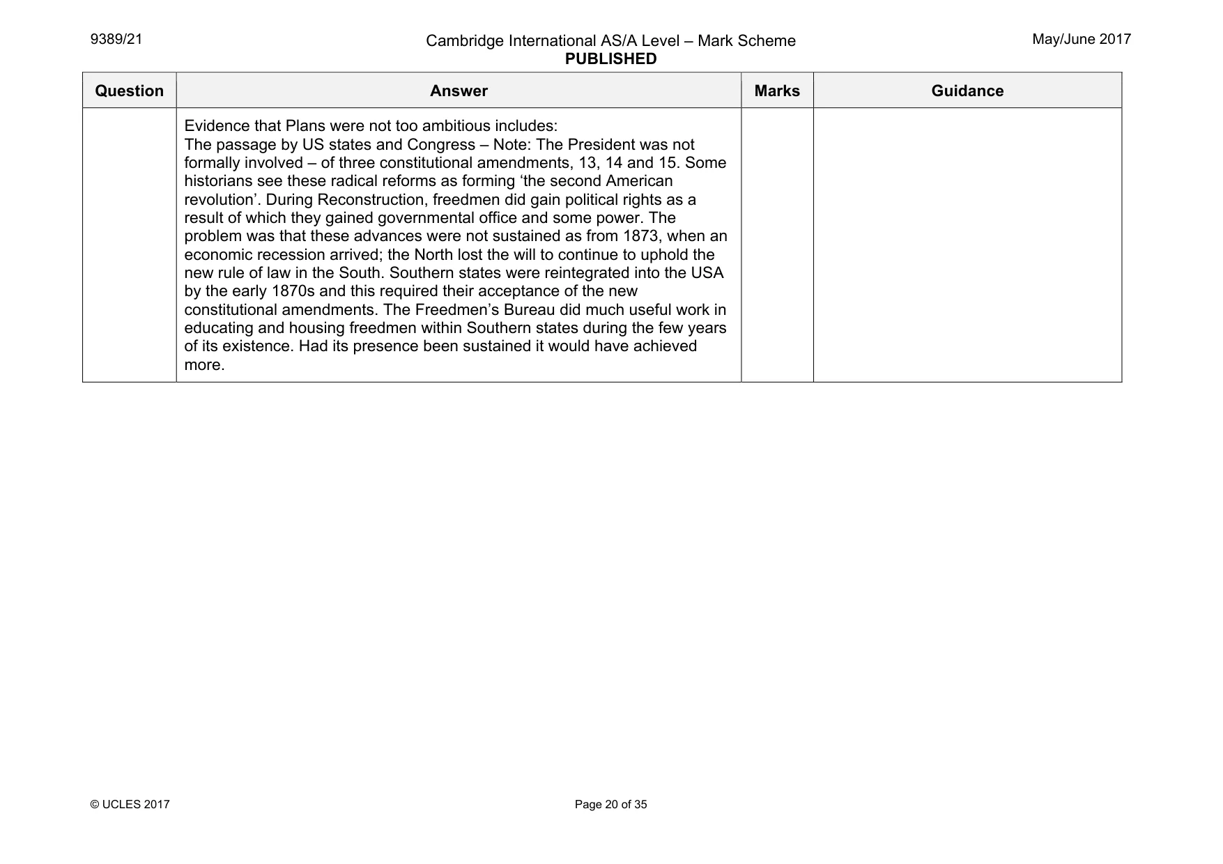 Mark scheme, page 20 of 35