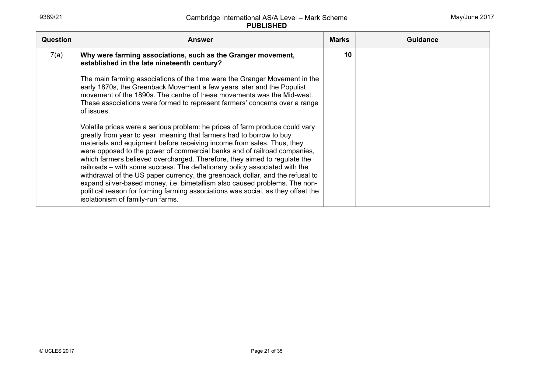 Mark scheme, page 21 of 35