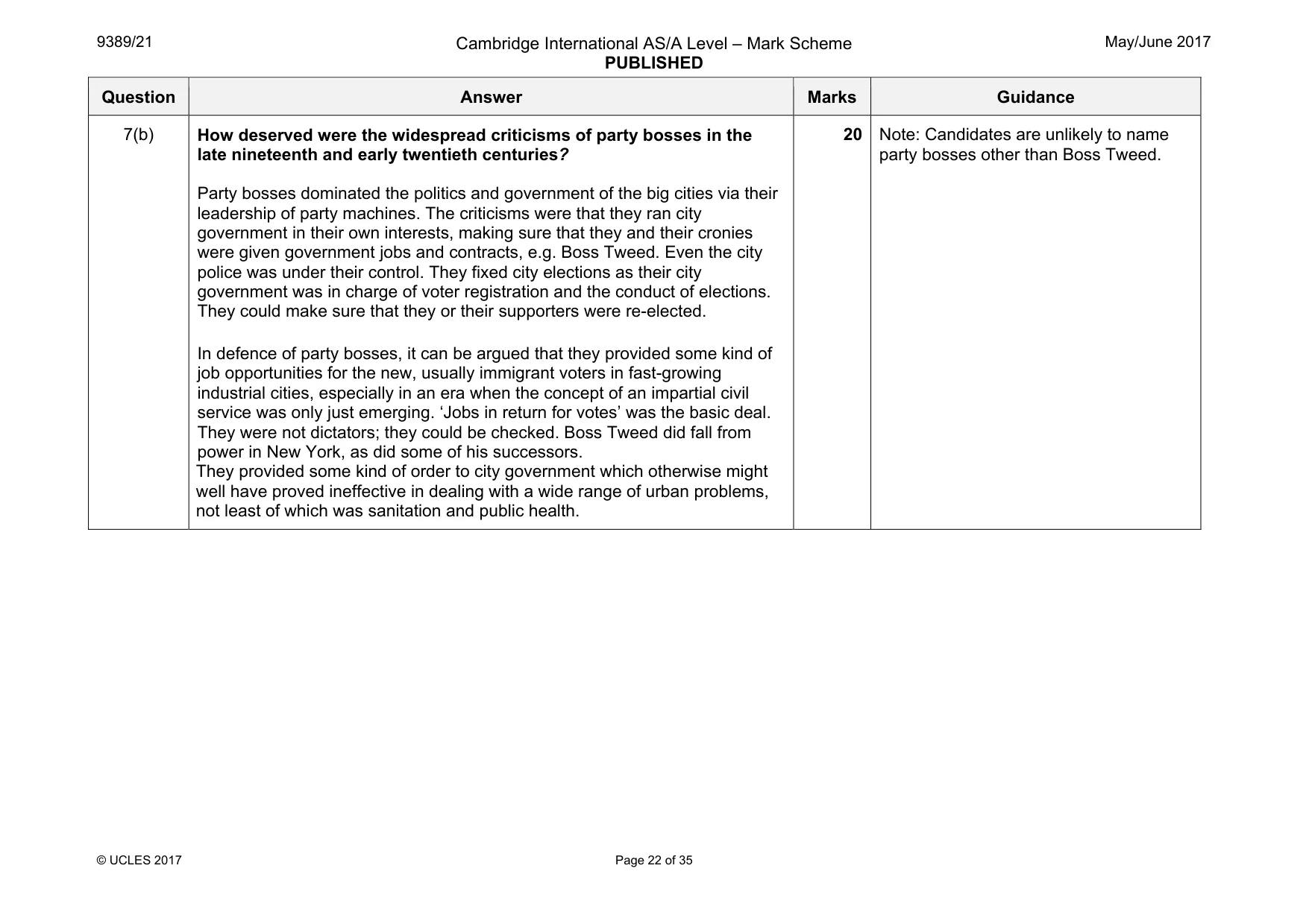 Mark scheme, page 22 of 35