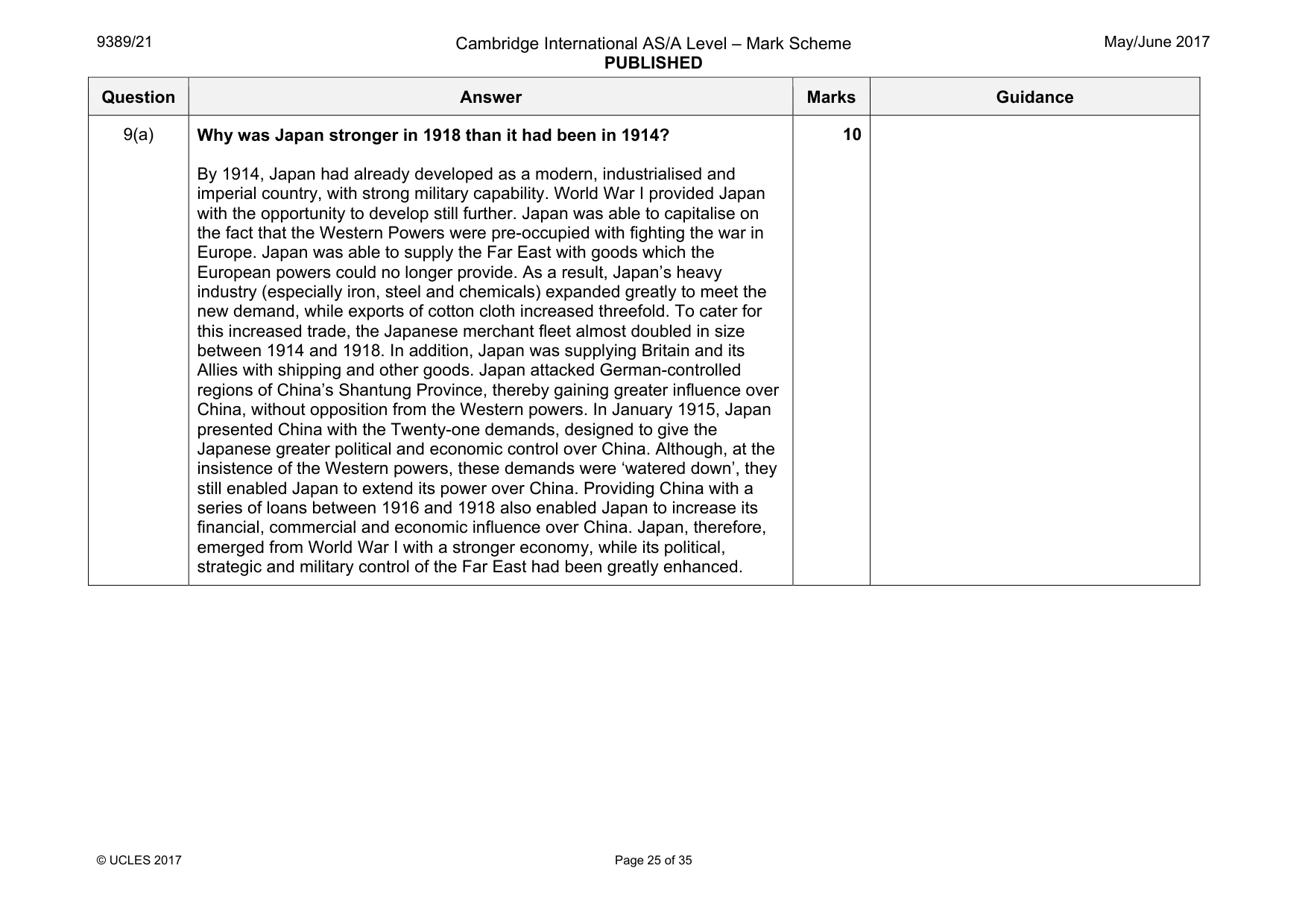 Mark scheme, page 25 of 35
