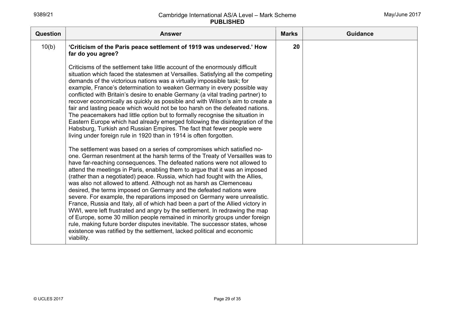 Mark scheme, page 29 of 35