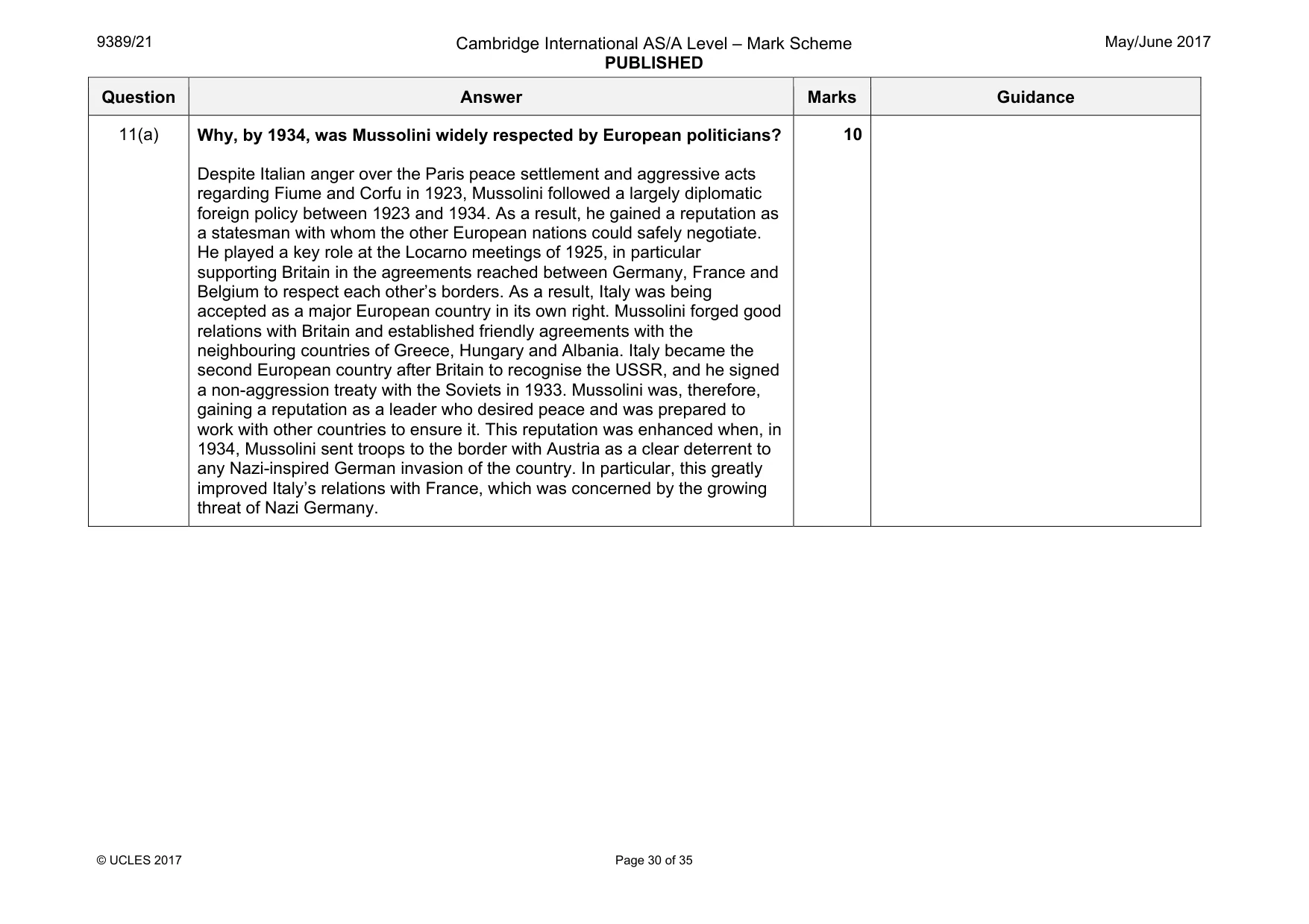 Mark scheme, page 30 of 35