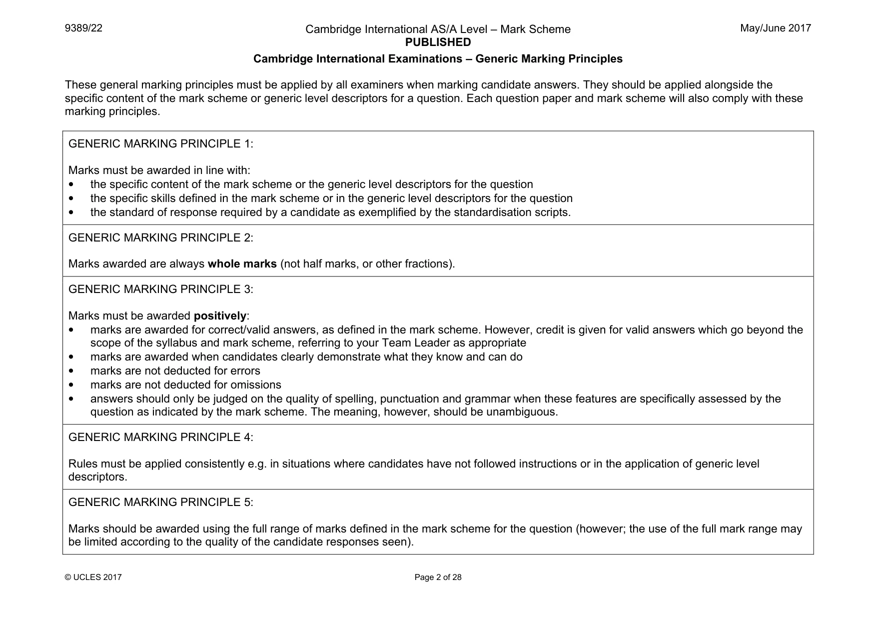 Mark scheme, page 2 of 28