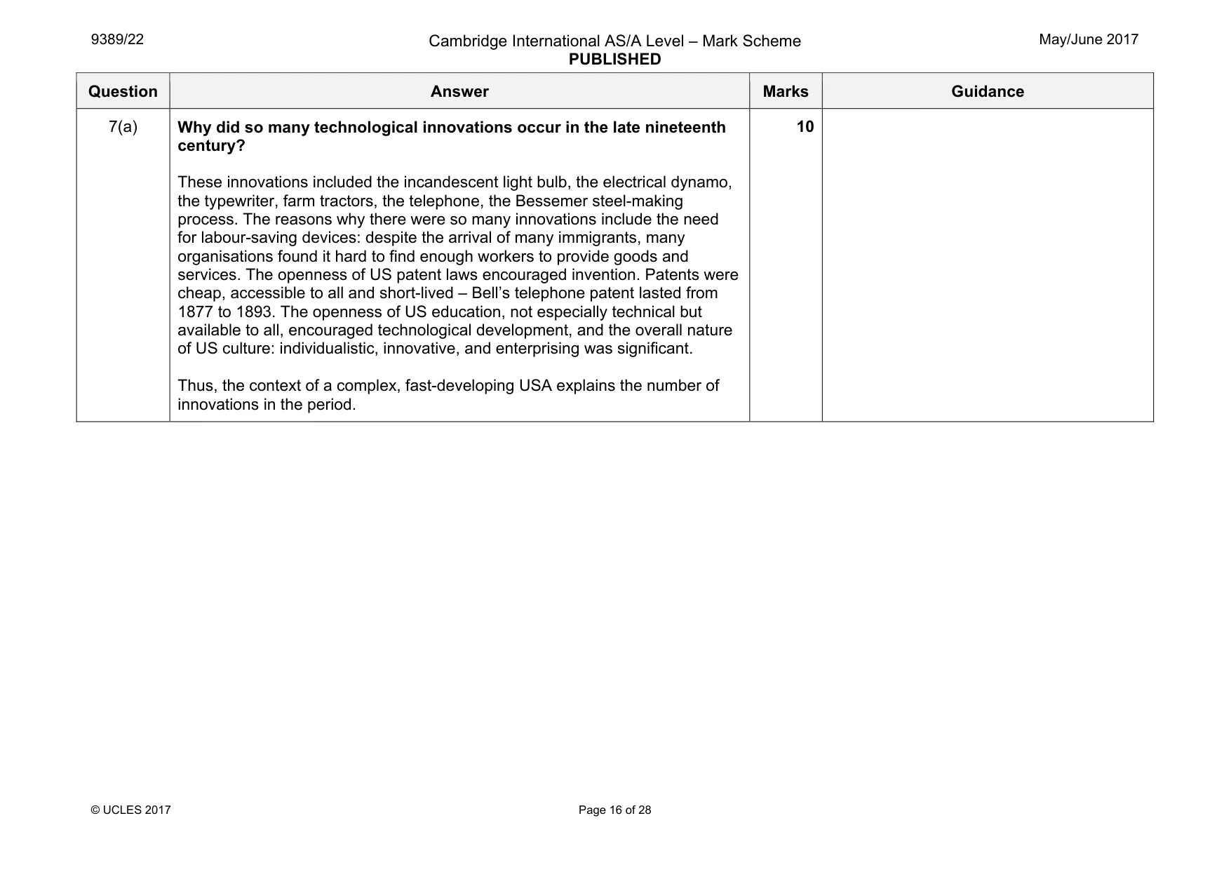 Mark scheme, page 16 of 28