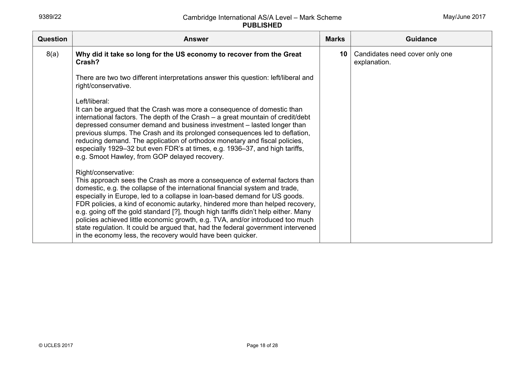 Mark scheme, page 18 of 28