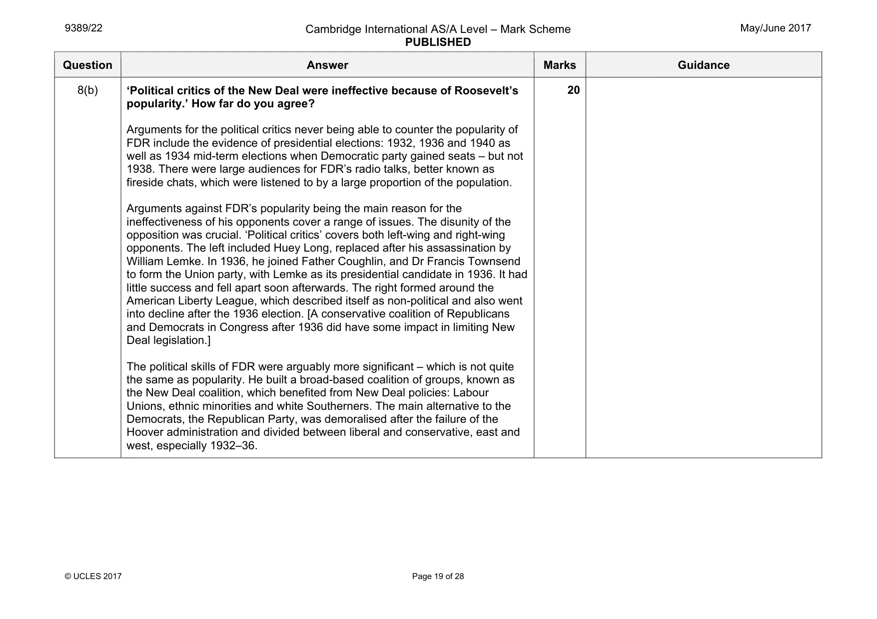 Mark scheme, page 19 of 28