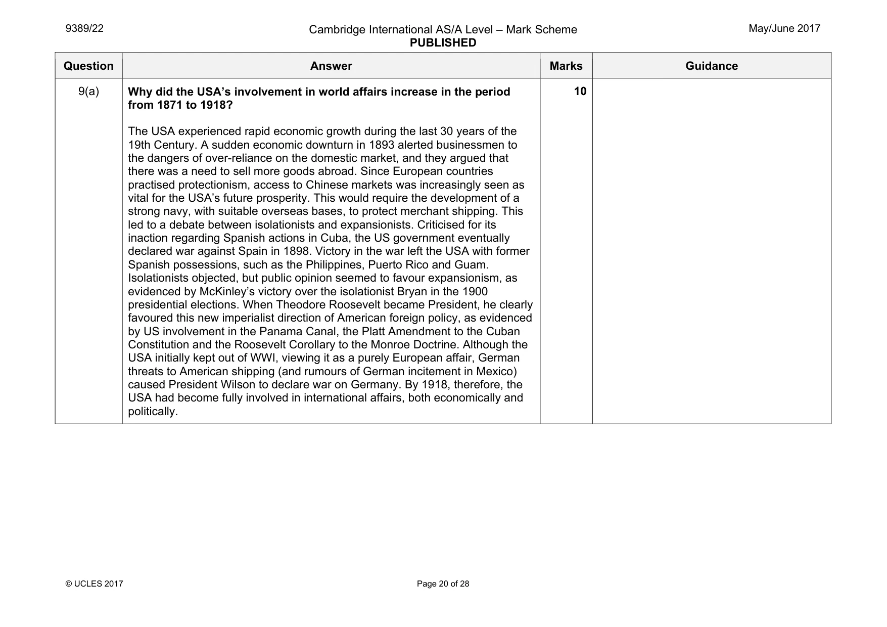 Mark scheme, page 20 of 28