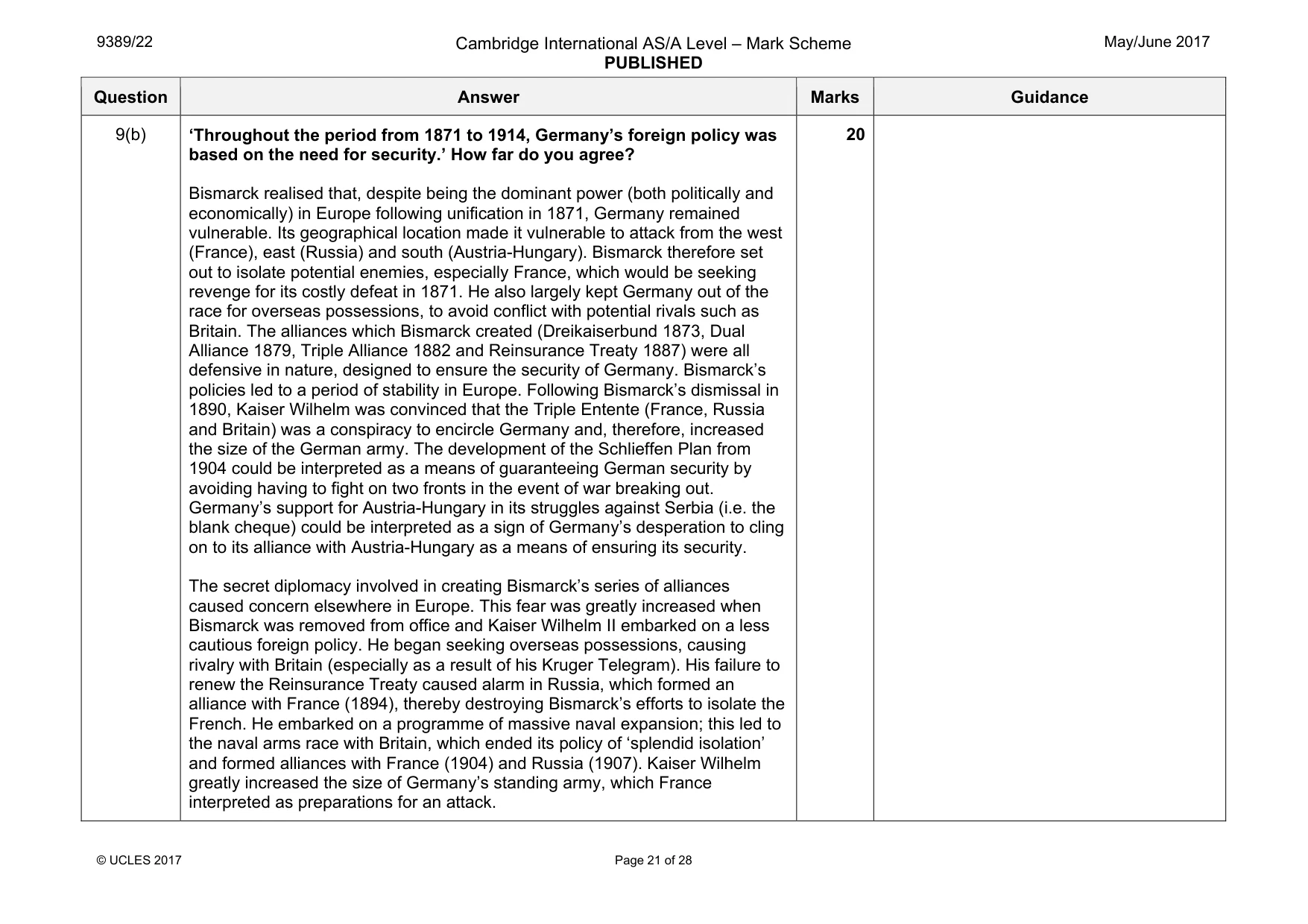 Mark scheme, page 21 of 28
