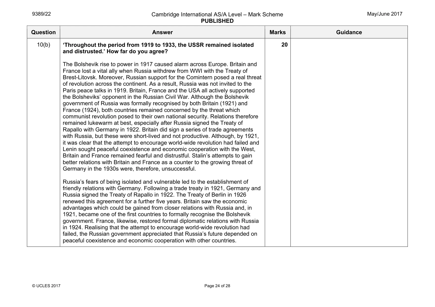 Mark scheme, page 24 of 28