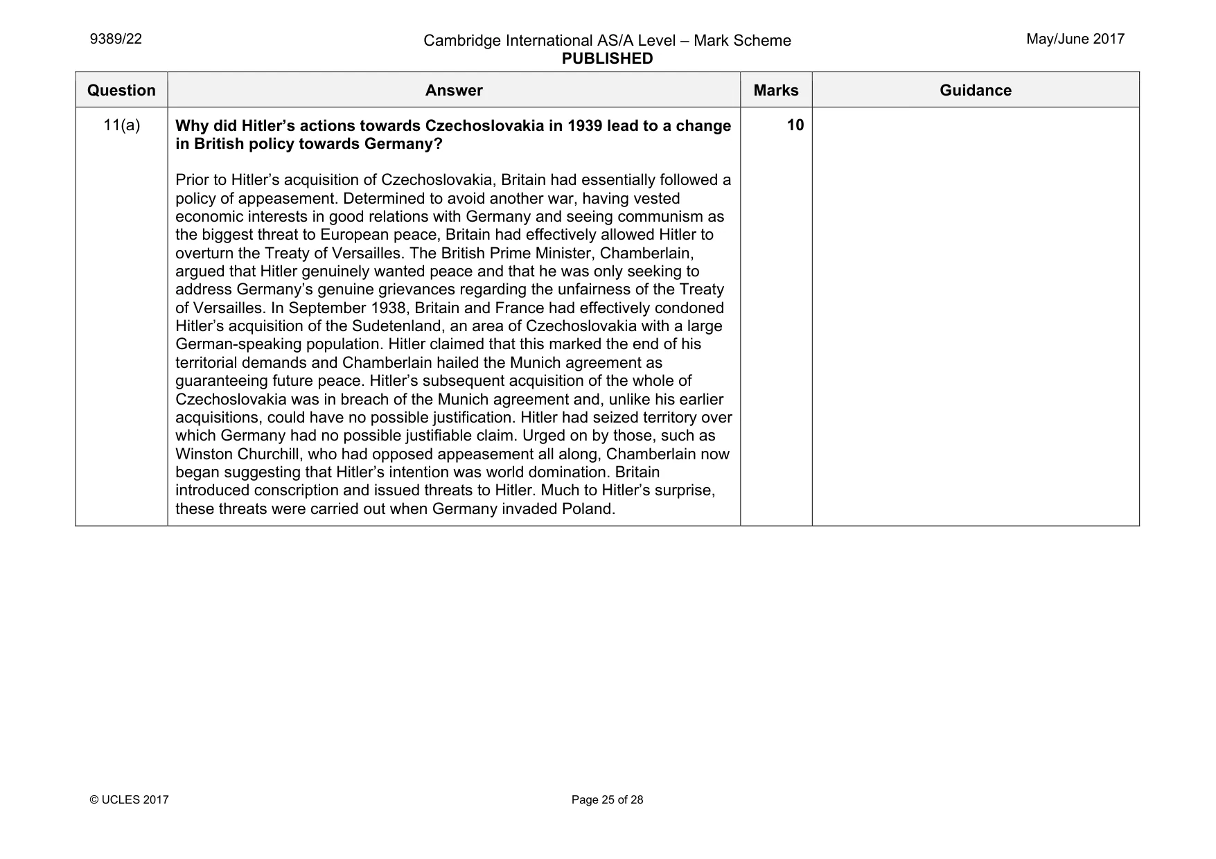 Mark scheme, page 25 of 28