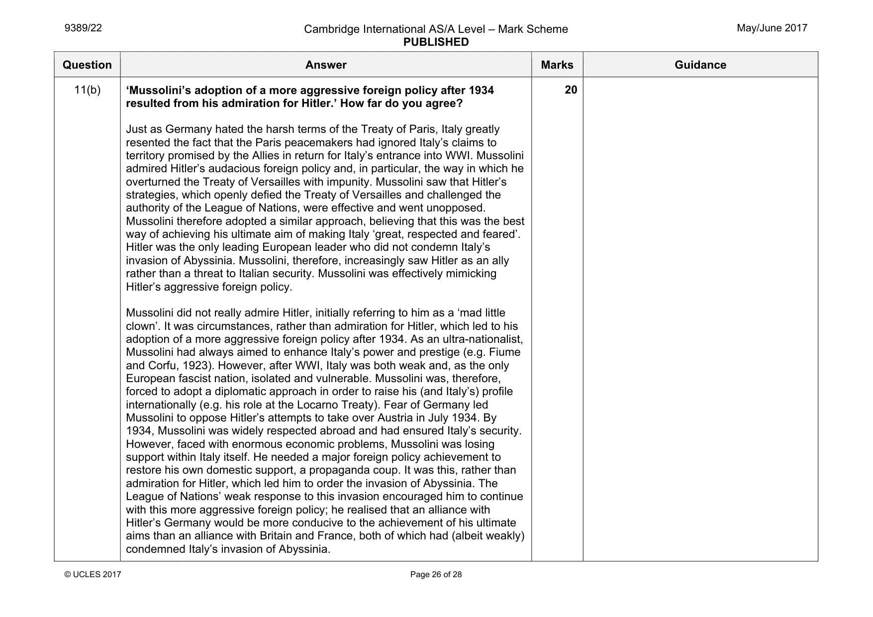 Mark scheme, page 26 of 28