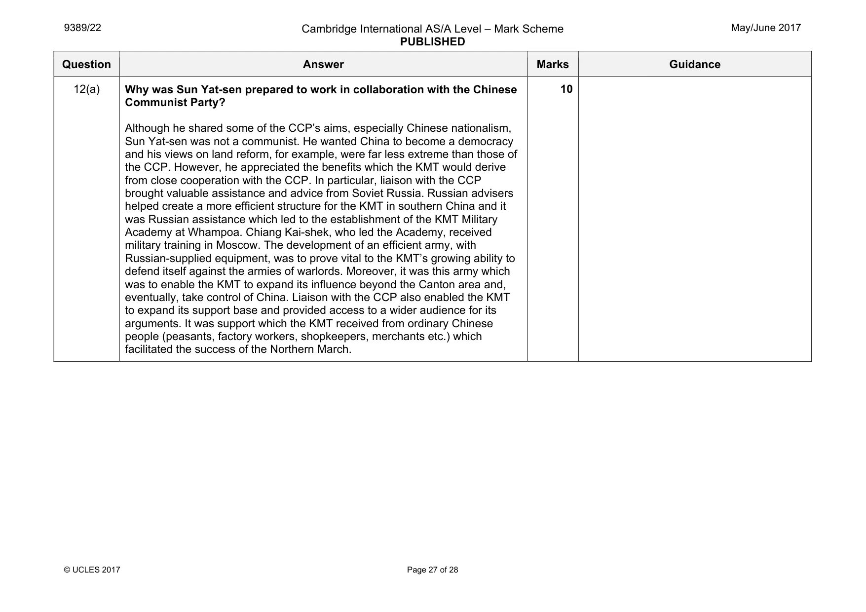 Mark scheme, page 27 of 28