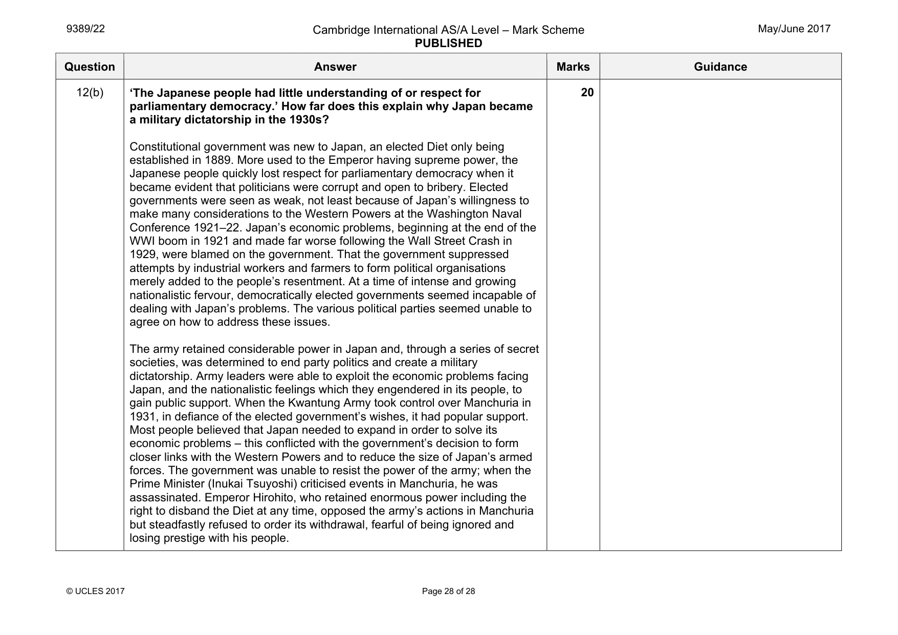 Mark scheme, page 28 of 28