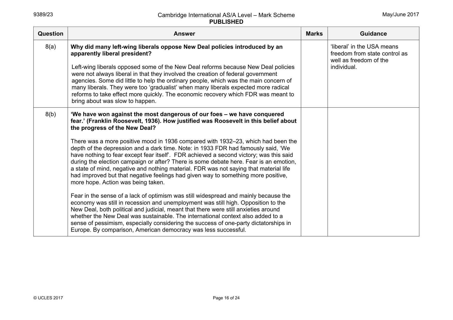 Mark scheme, page 16 of 24