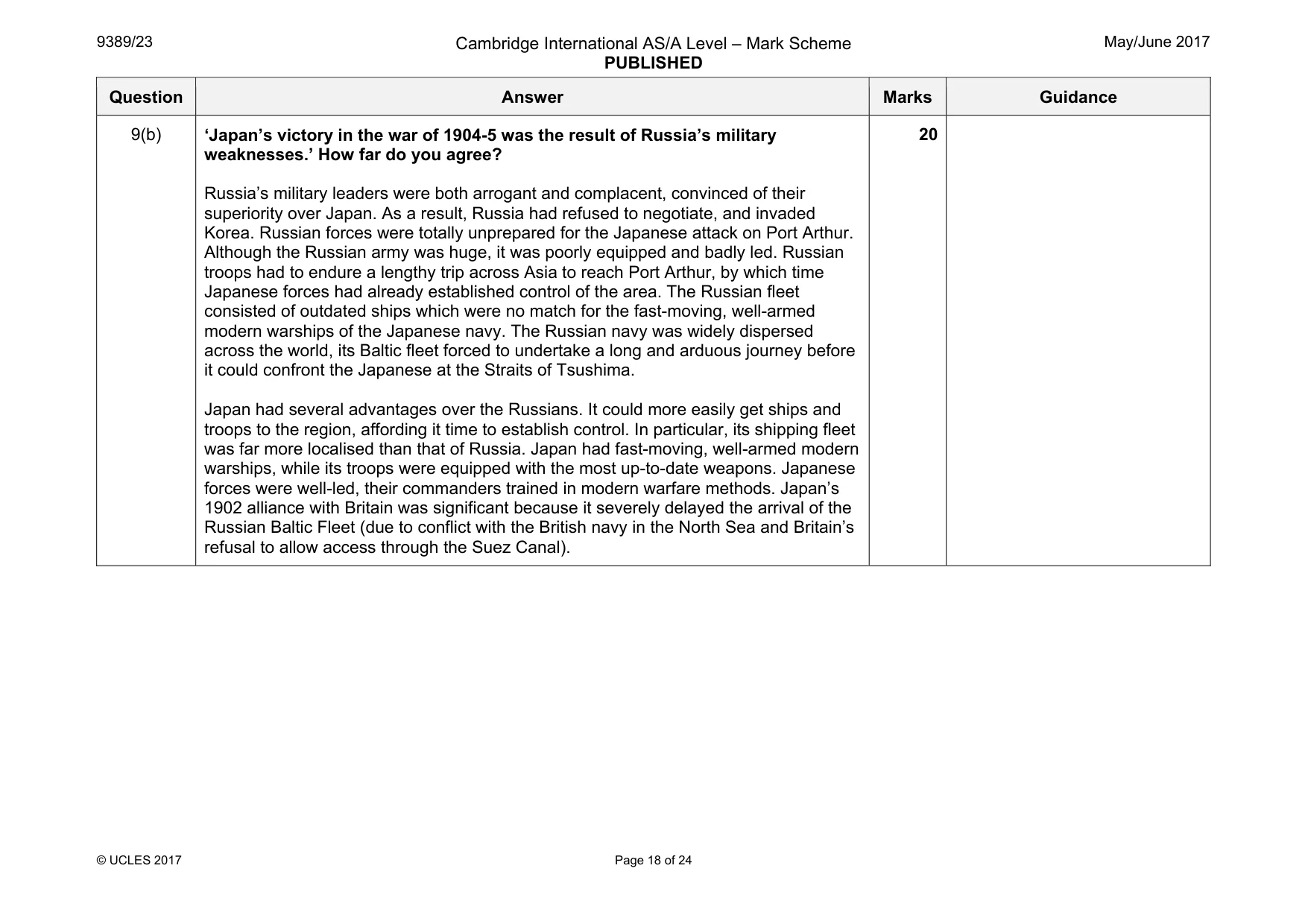Mark scheme, page 18 of 24