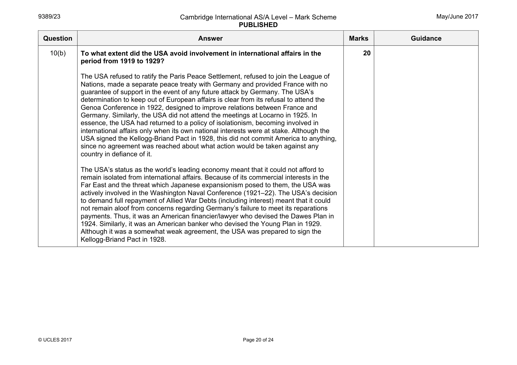 Mark scheme, page 20 of 24