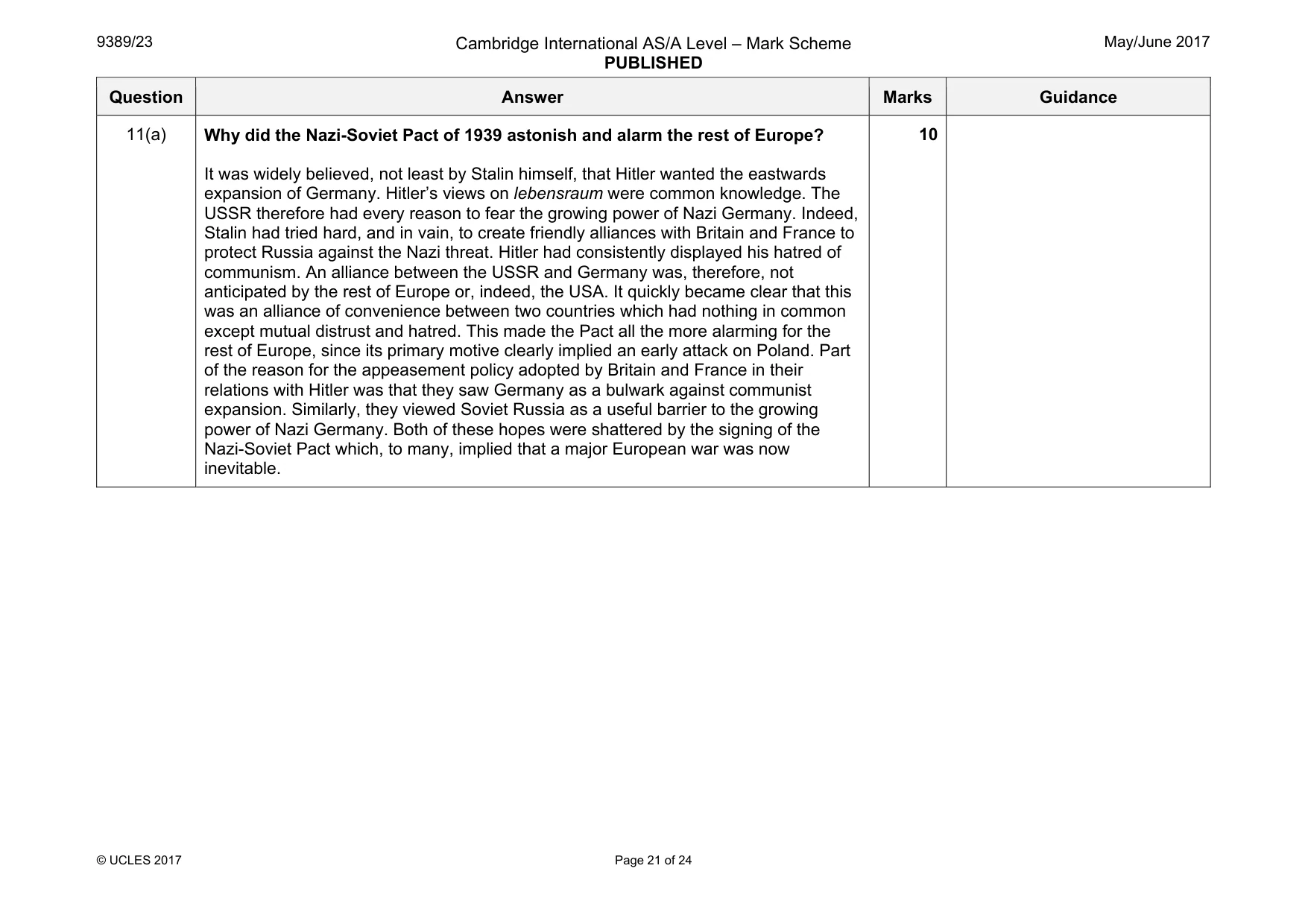 Mark scheme, page 21 of 24