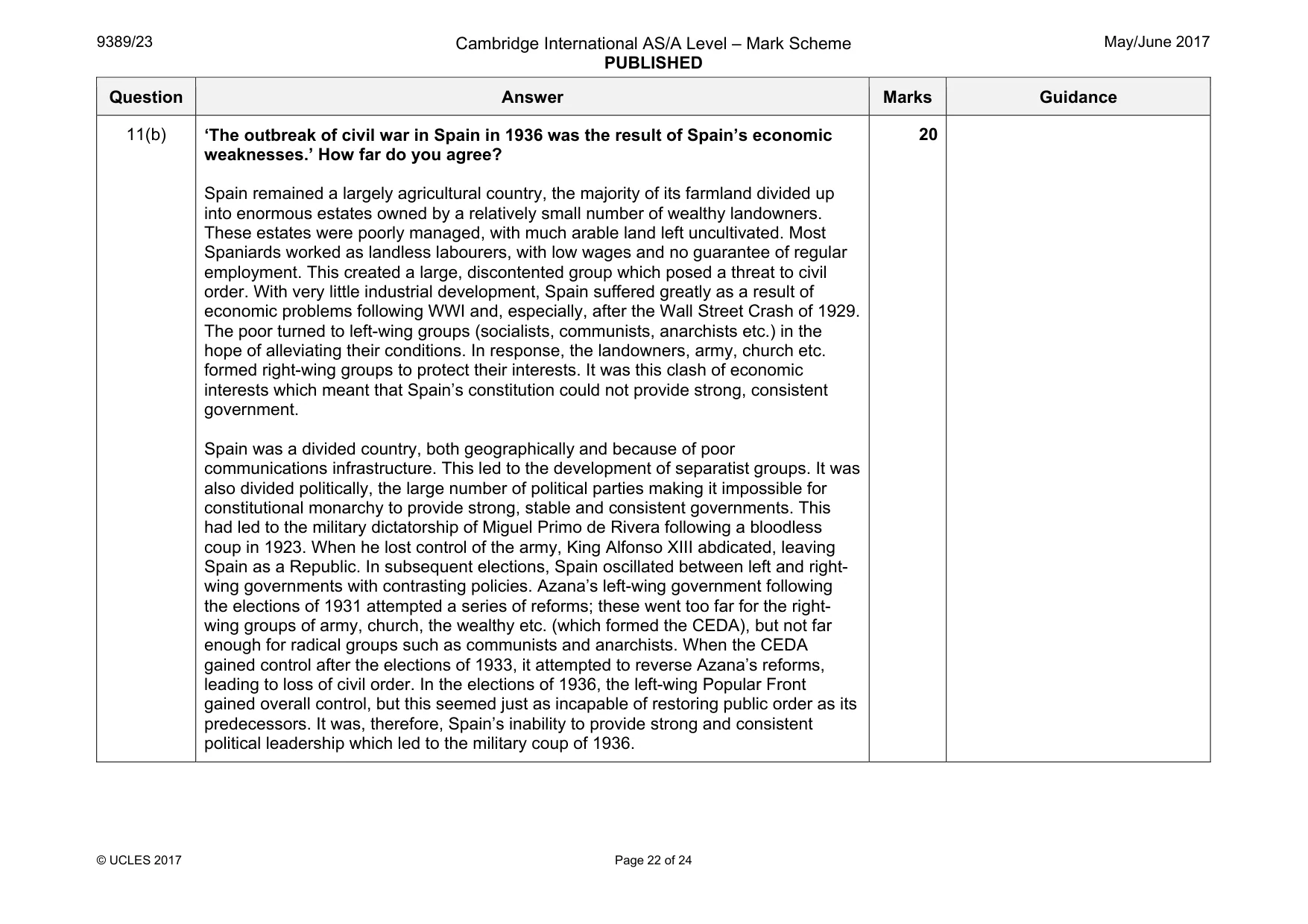 Mark scheme, page 22 of 24
