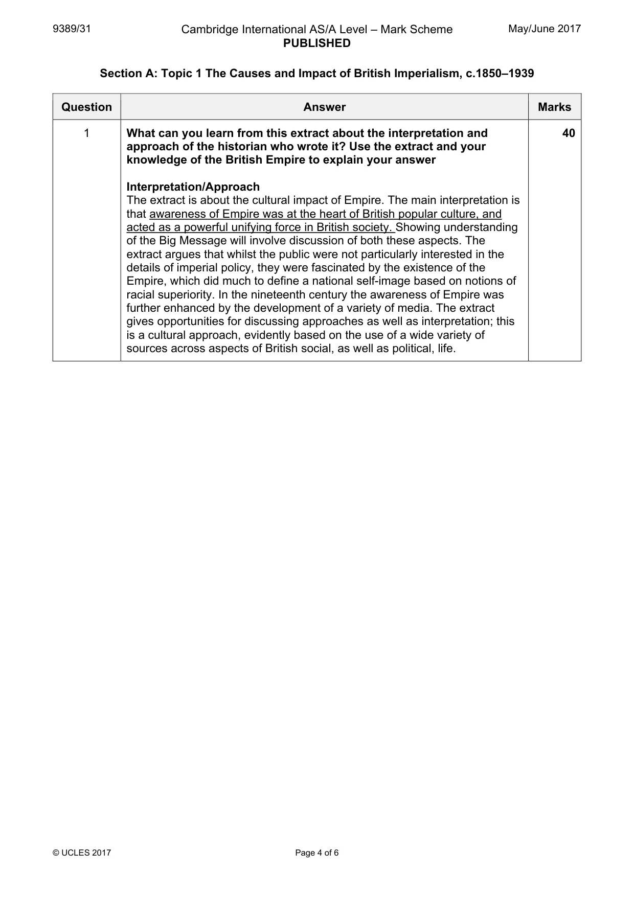 Mark scheme, page 4 of 6