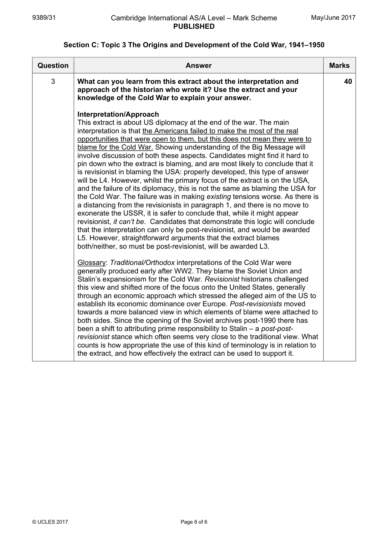 Mark scheme, page 6 of 6