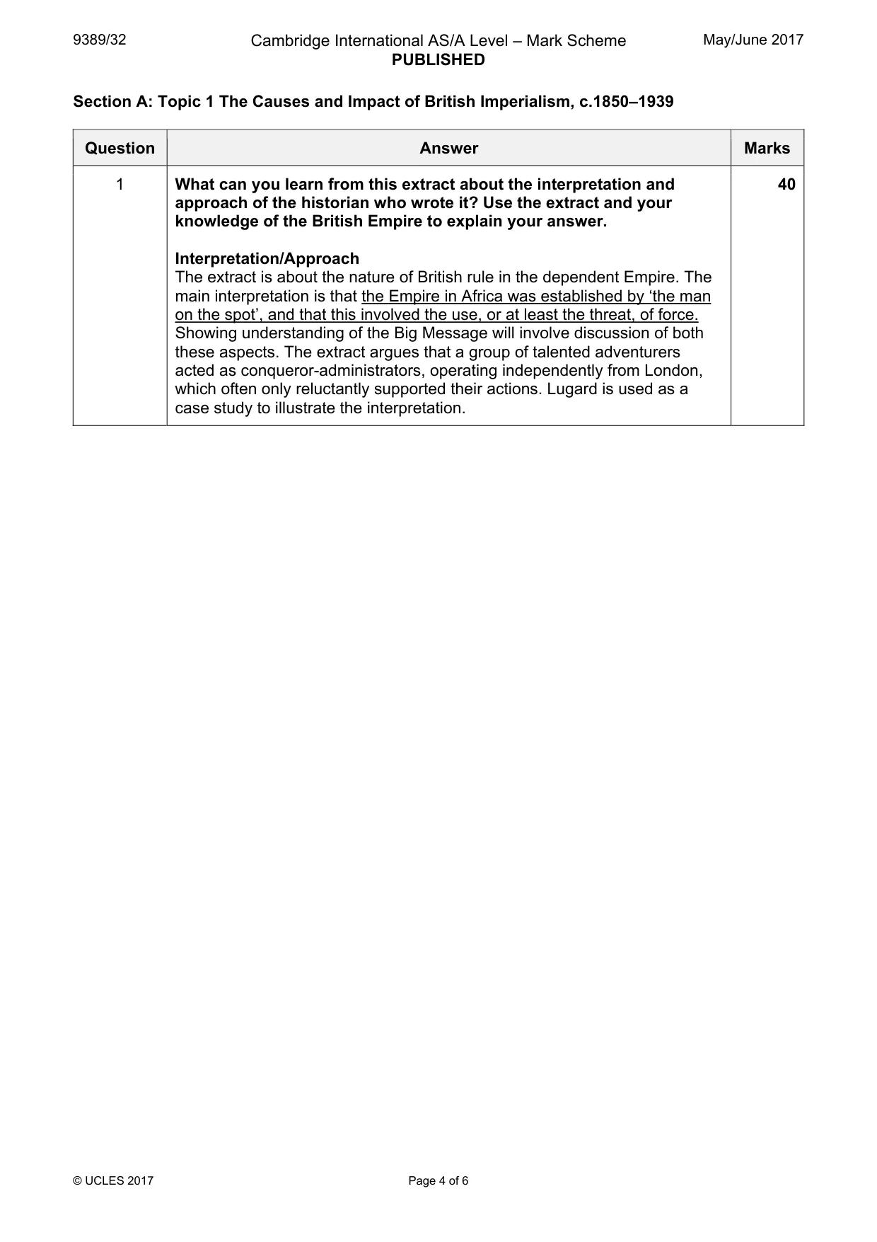 Mark scheme, page 4 of 6