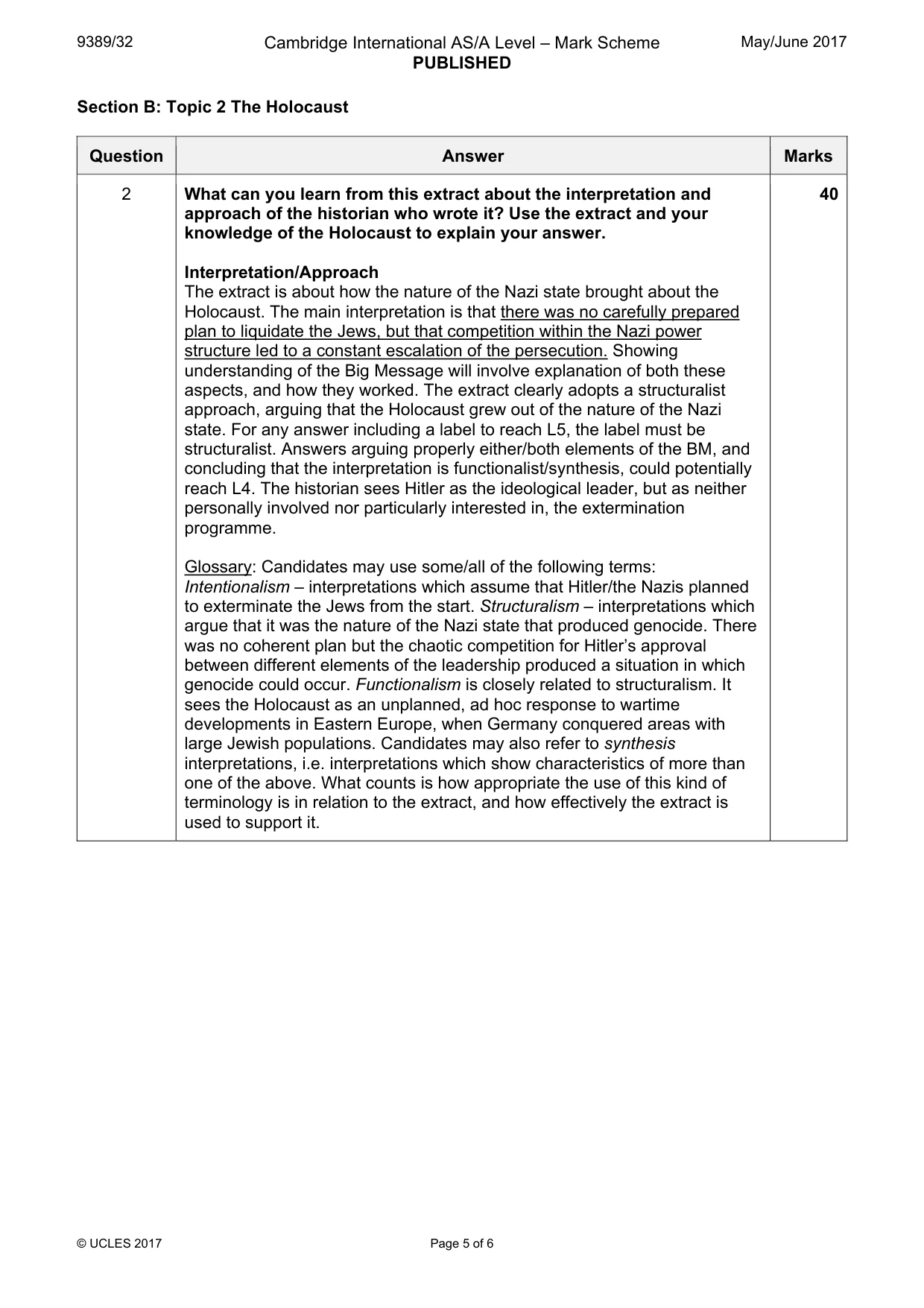 Mark scheme, page 5 of 6