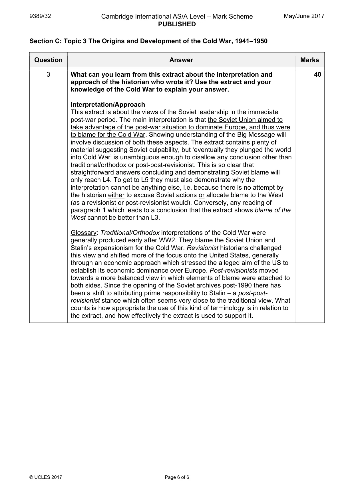 Mark scheme, page 6 of 6