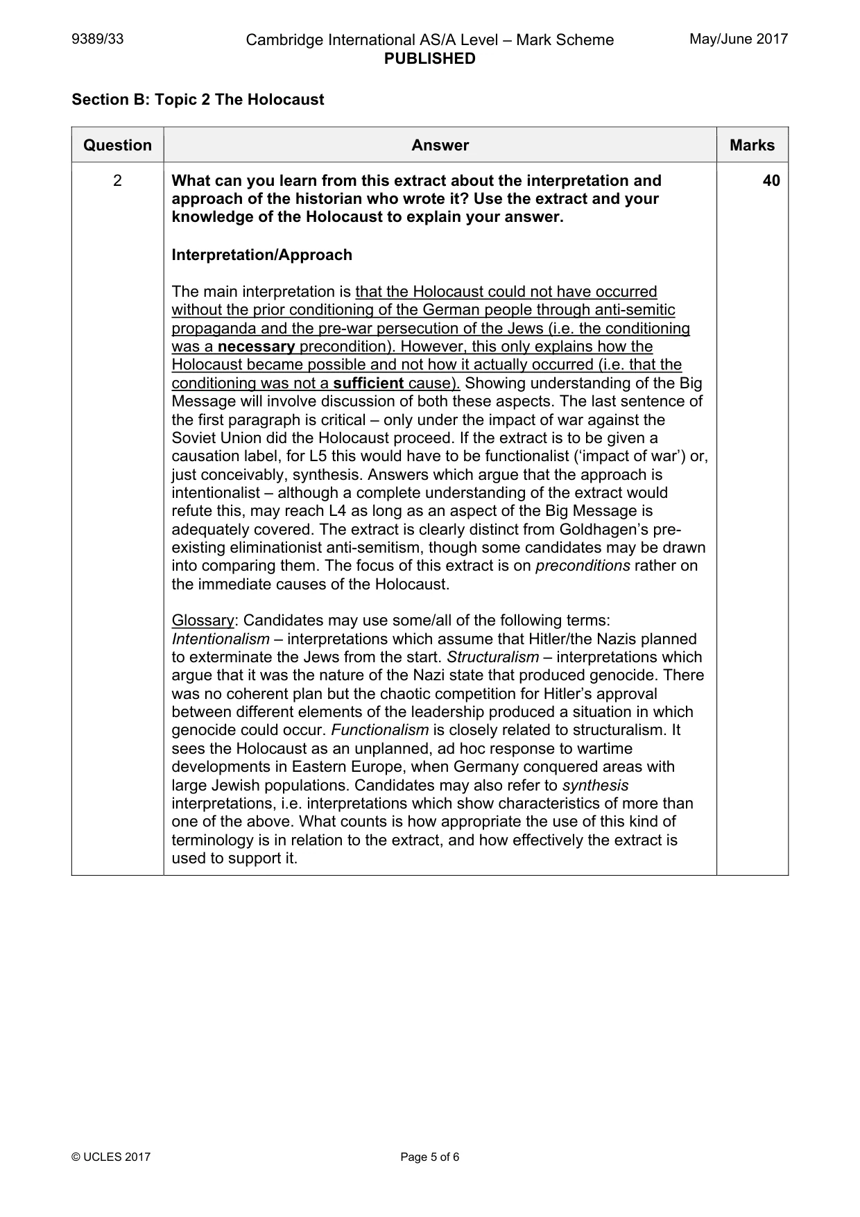 Mark scheme, page 5 of 6