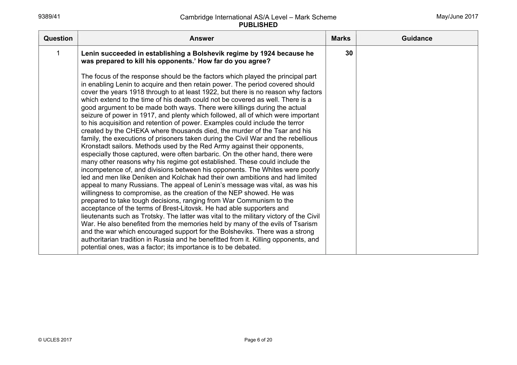 Mark scheme, page 6 of 20