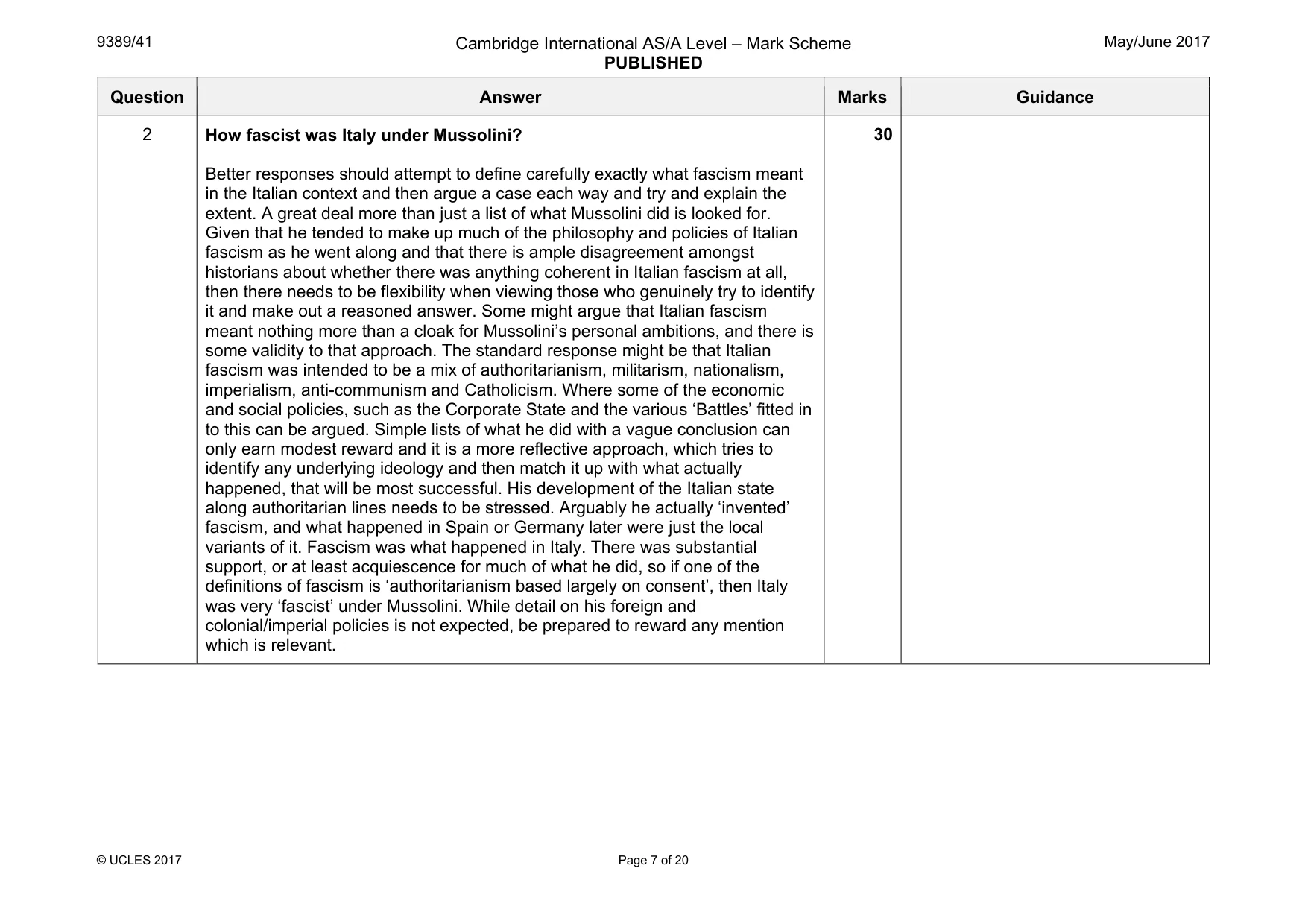 Mark scheme, page 7 of 20