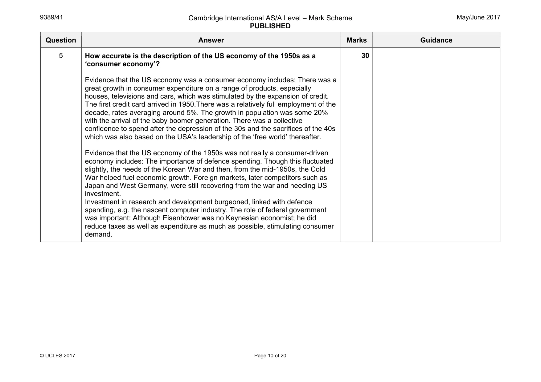 Mark scheme, page 10 of 20