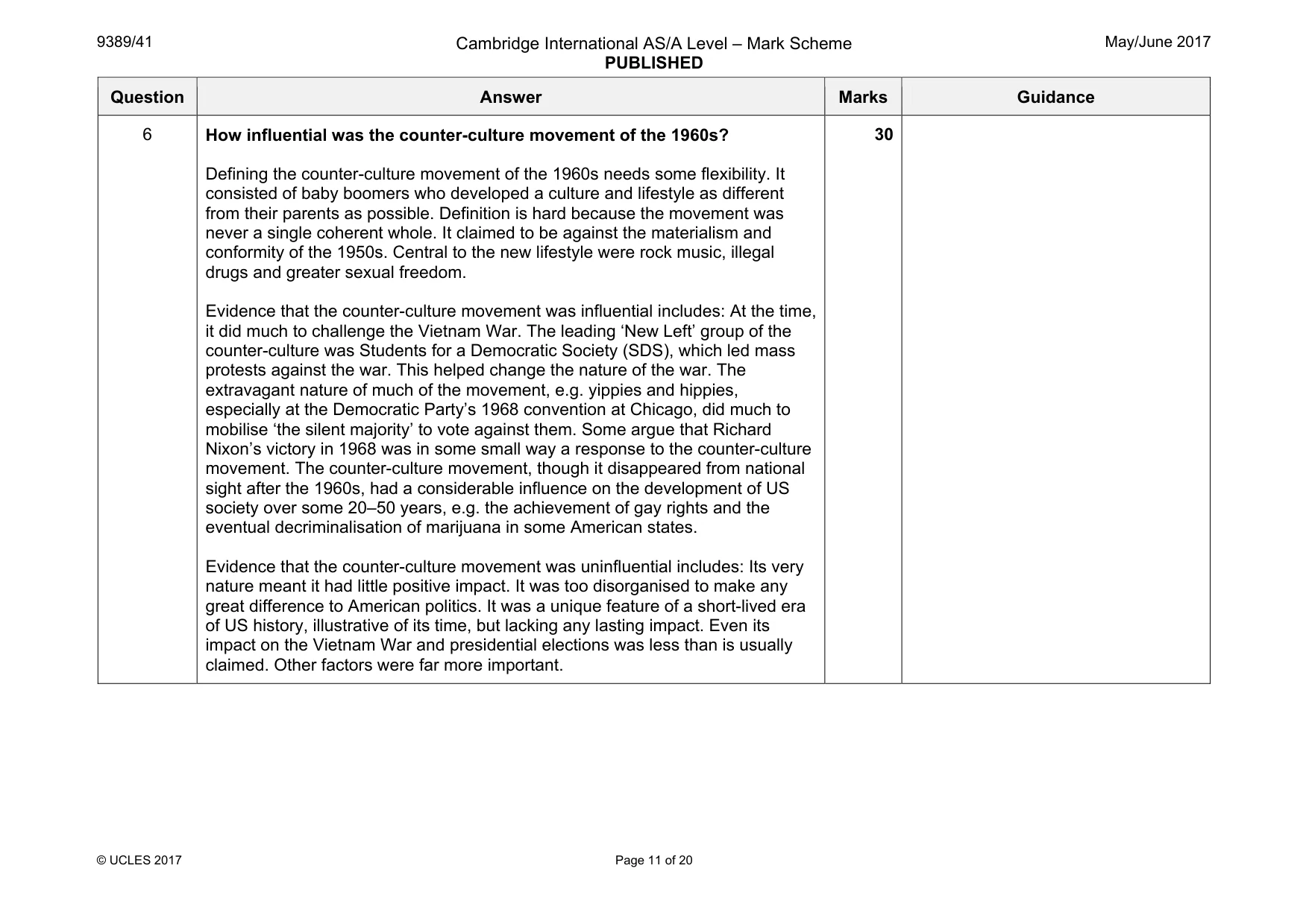 Mark scheme, page 11 of 20