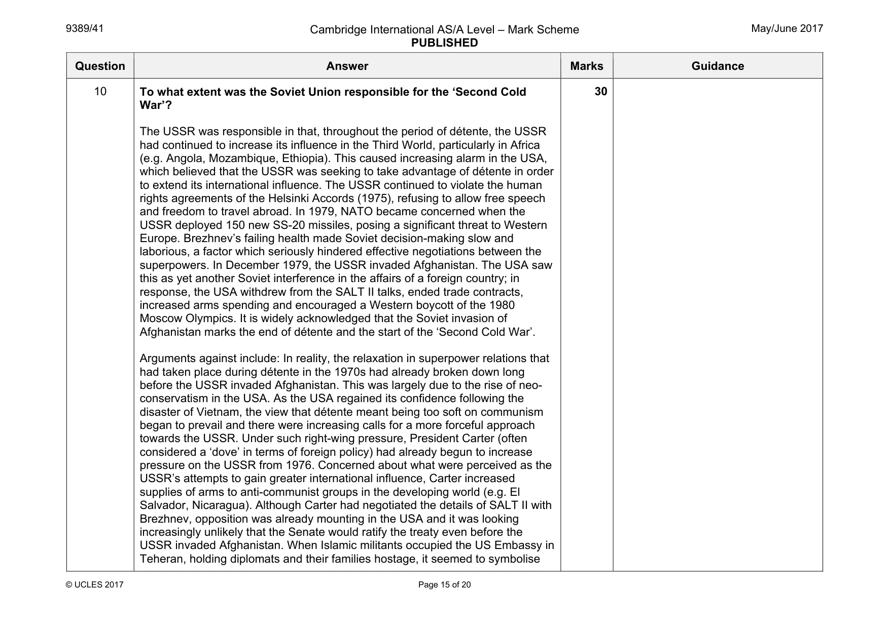 Mark scheme, page 15 of 20