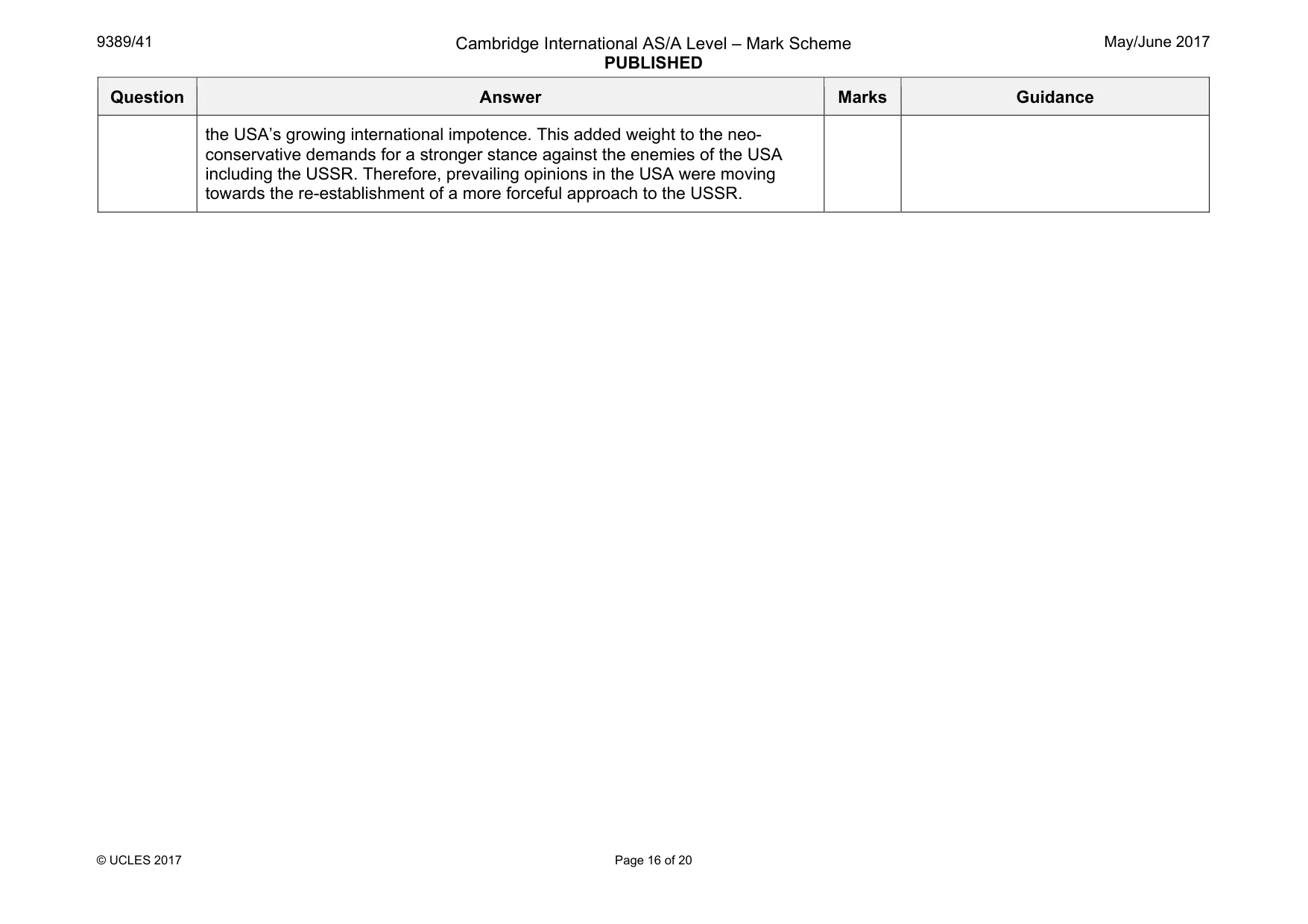 Mark scheme, page 16 of 20