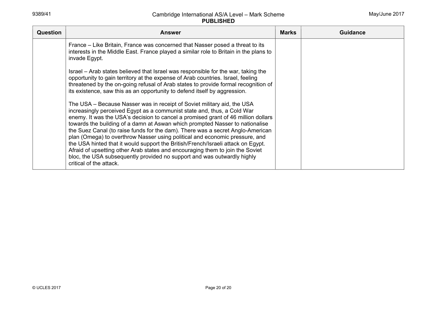 Mark scheme, page 20 of 20