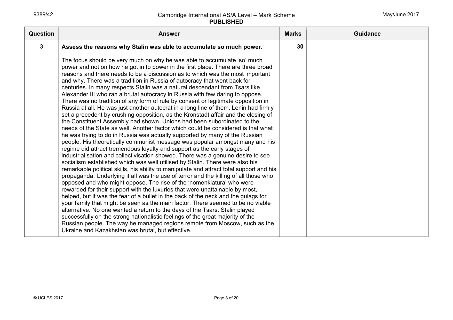Mark scheme, page 8 of 20