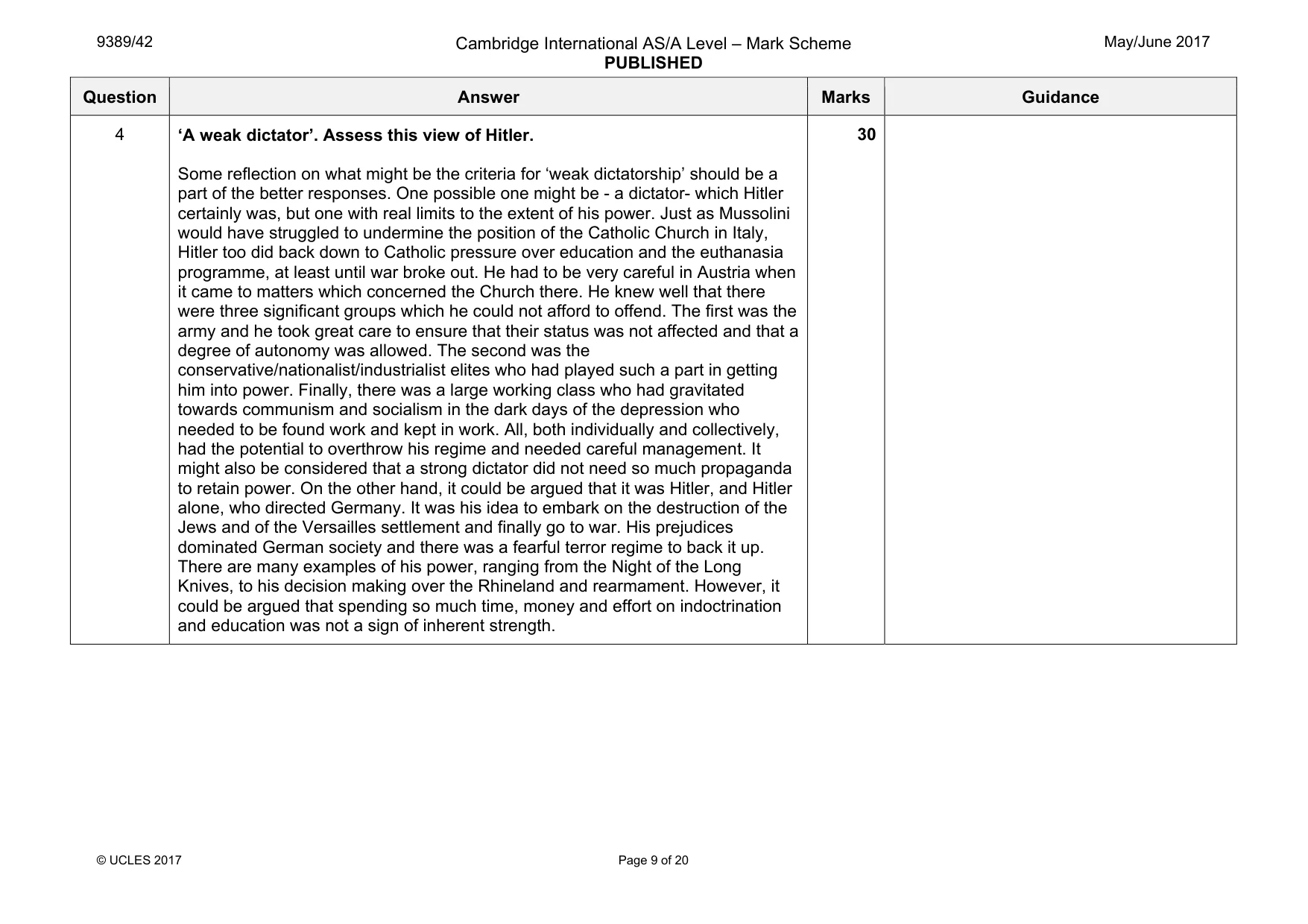 Mark scheme, page 9 of 20