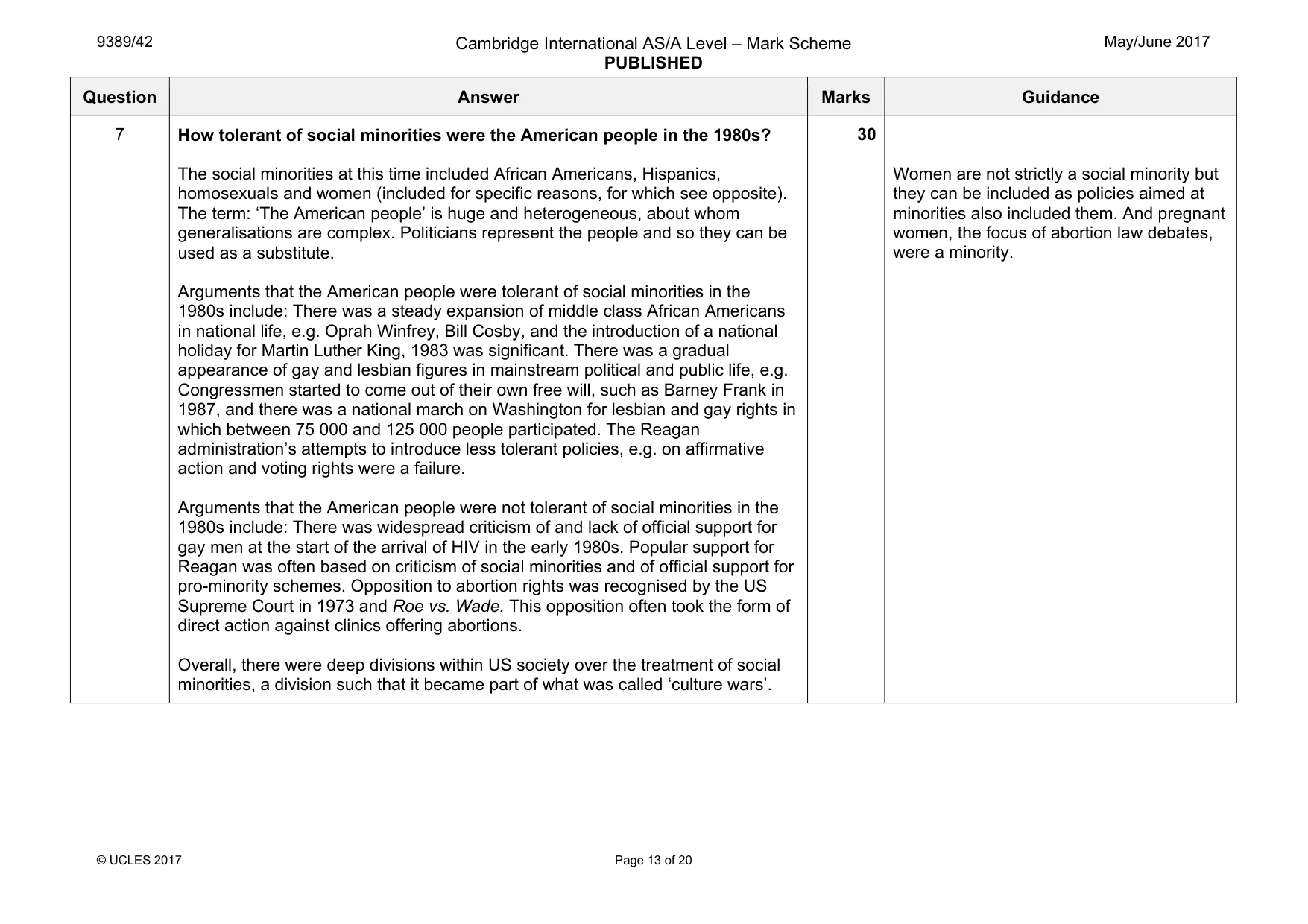 Mark scheme, page 13 of 20