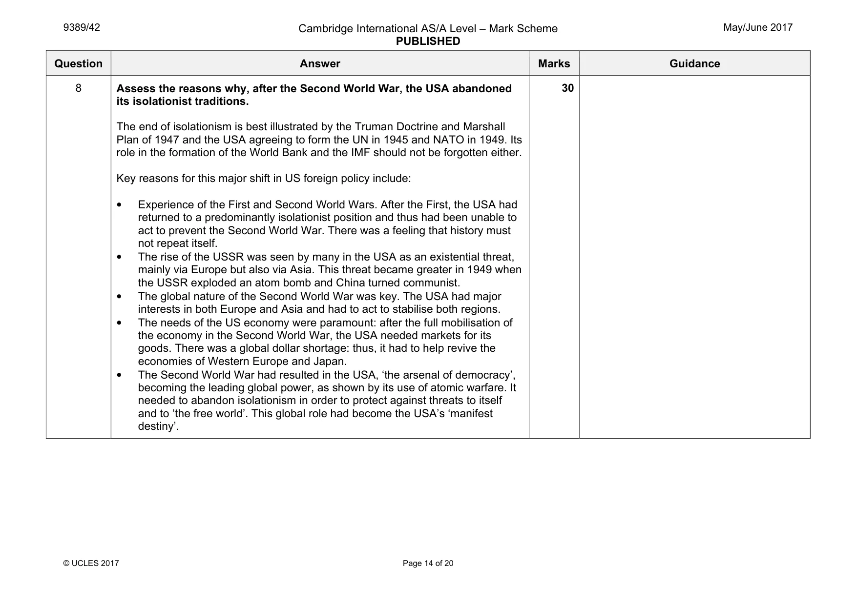 Mark scheme, page 14 of 20