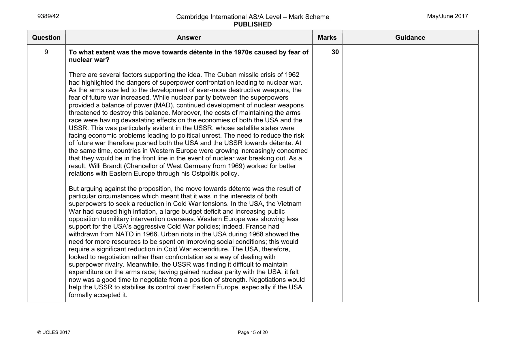 Mark scheme, page 15 of 20