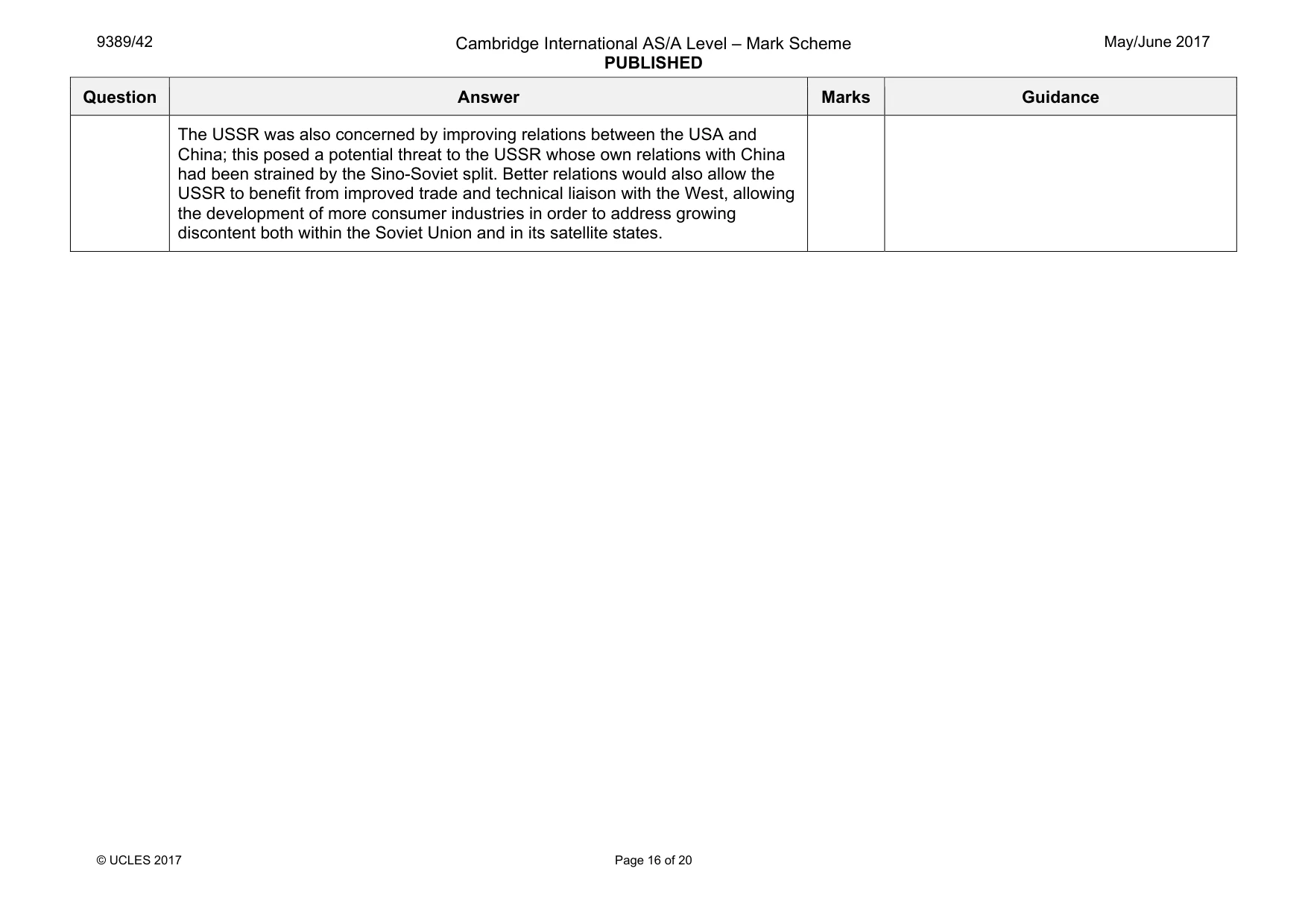 Mark scheme, page 16 of 20