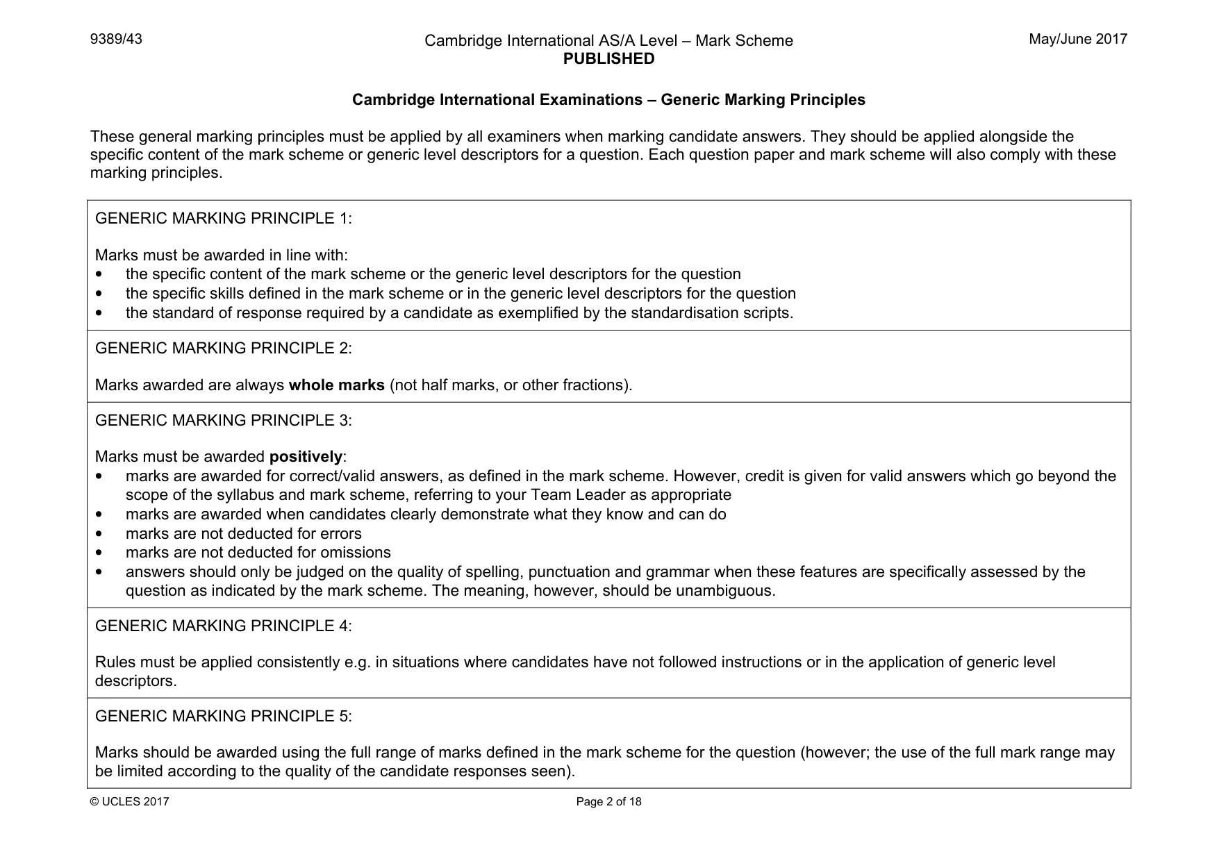 Mark scheme, page 2 of 18