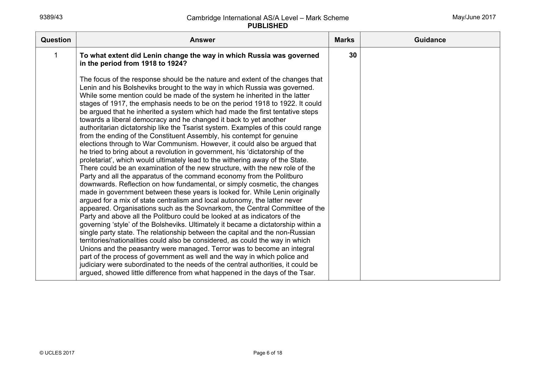 Mark scheme, page 6 of 18
