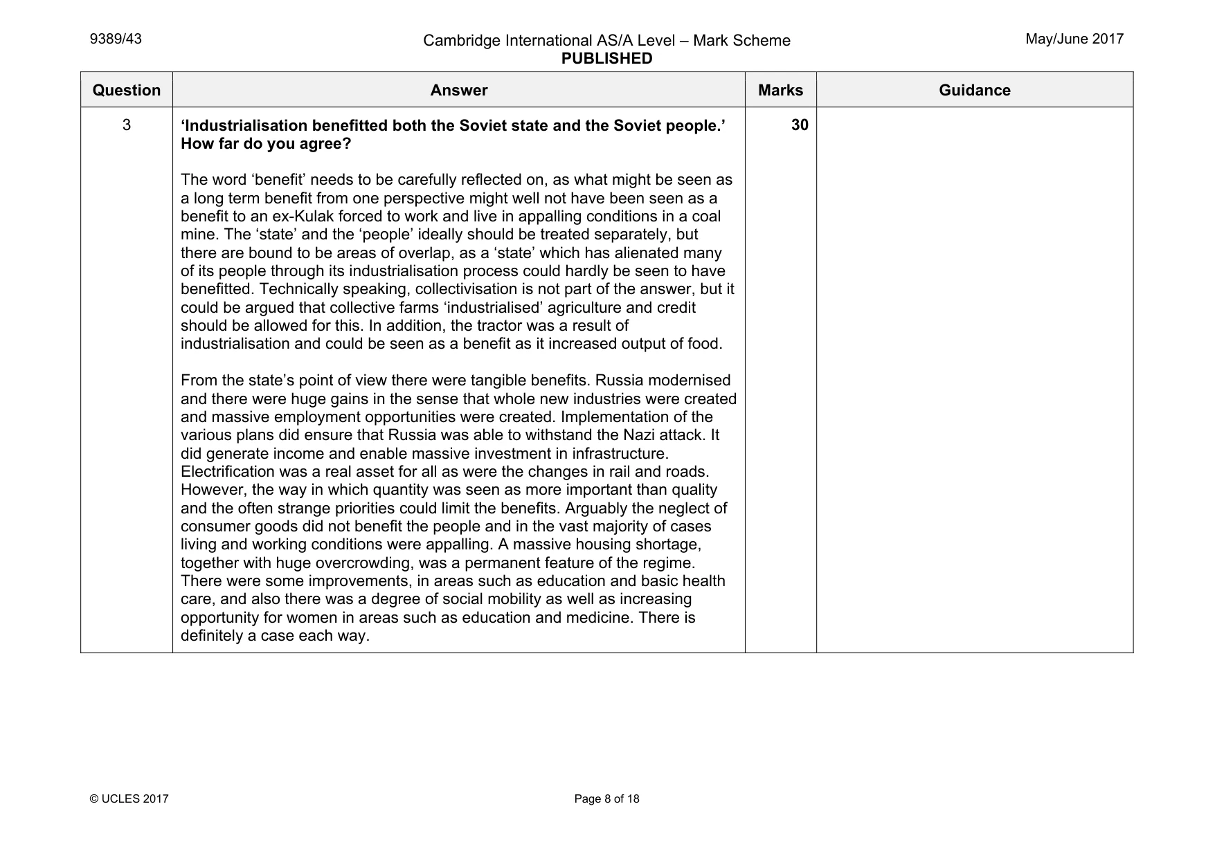 Mark scheme, page 8 of 18