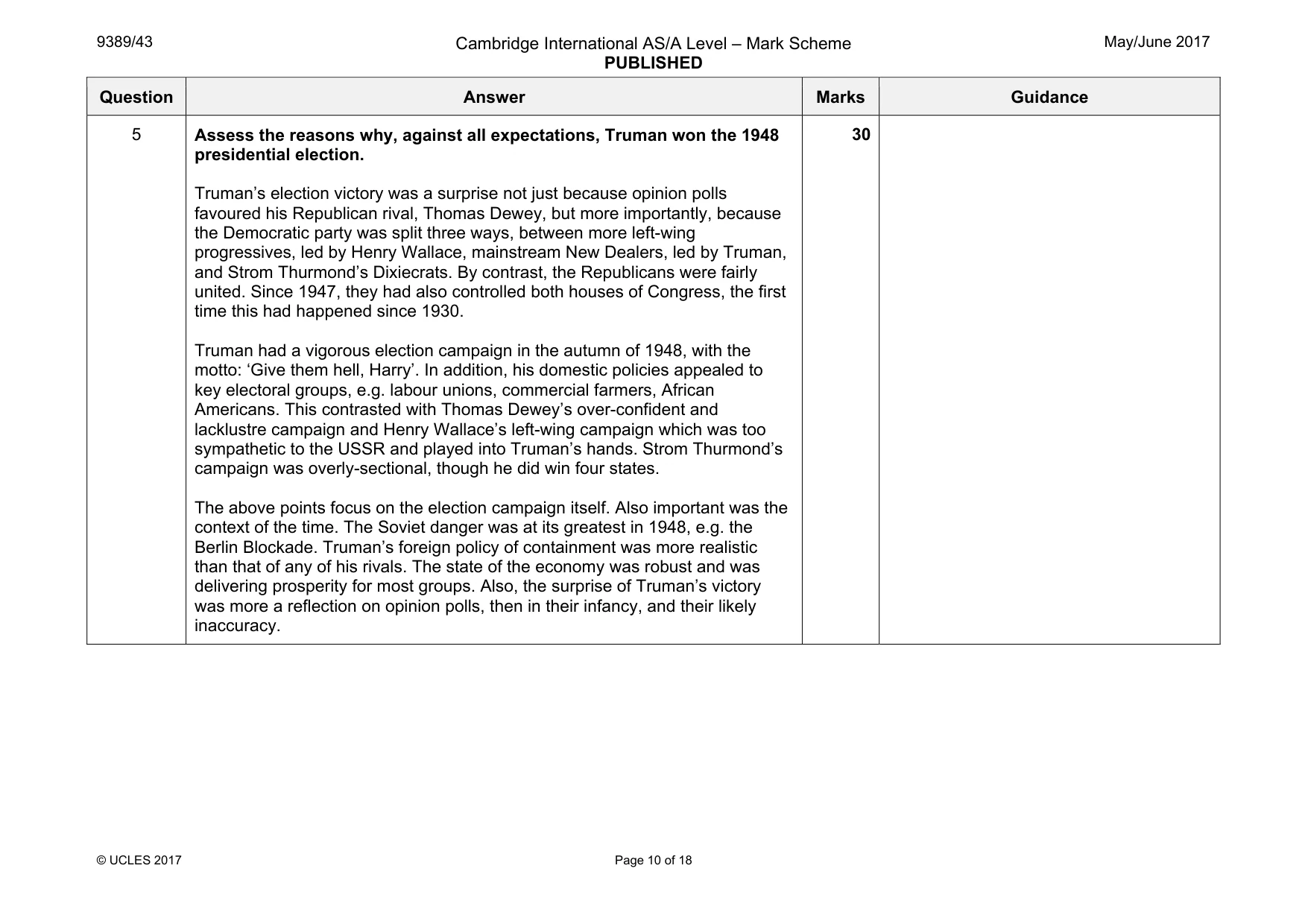 Mark scheme, page 10 of 18