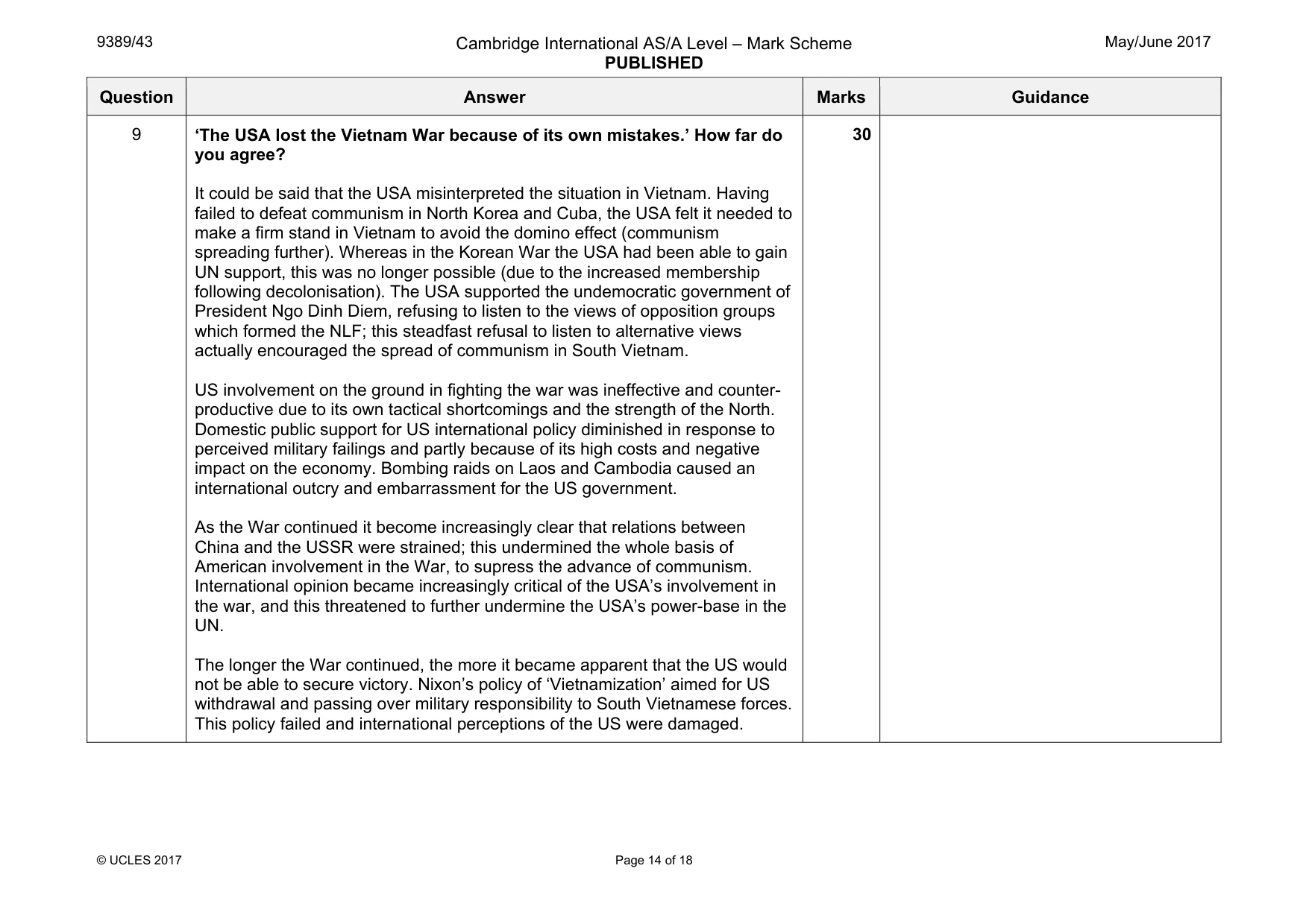 Mark scheme, page 14 of 18