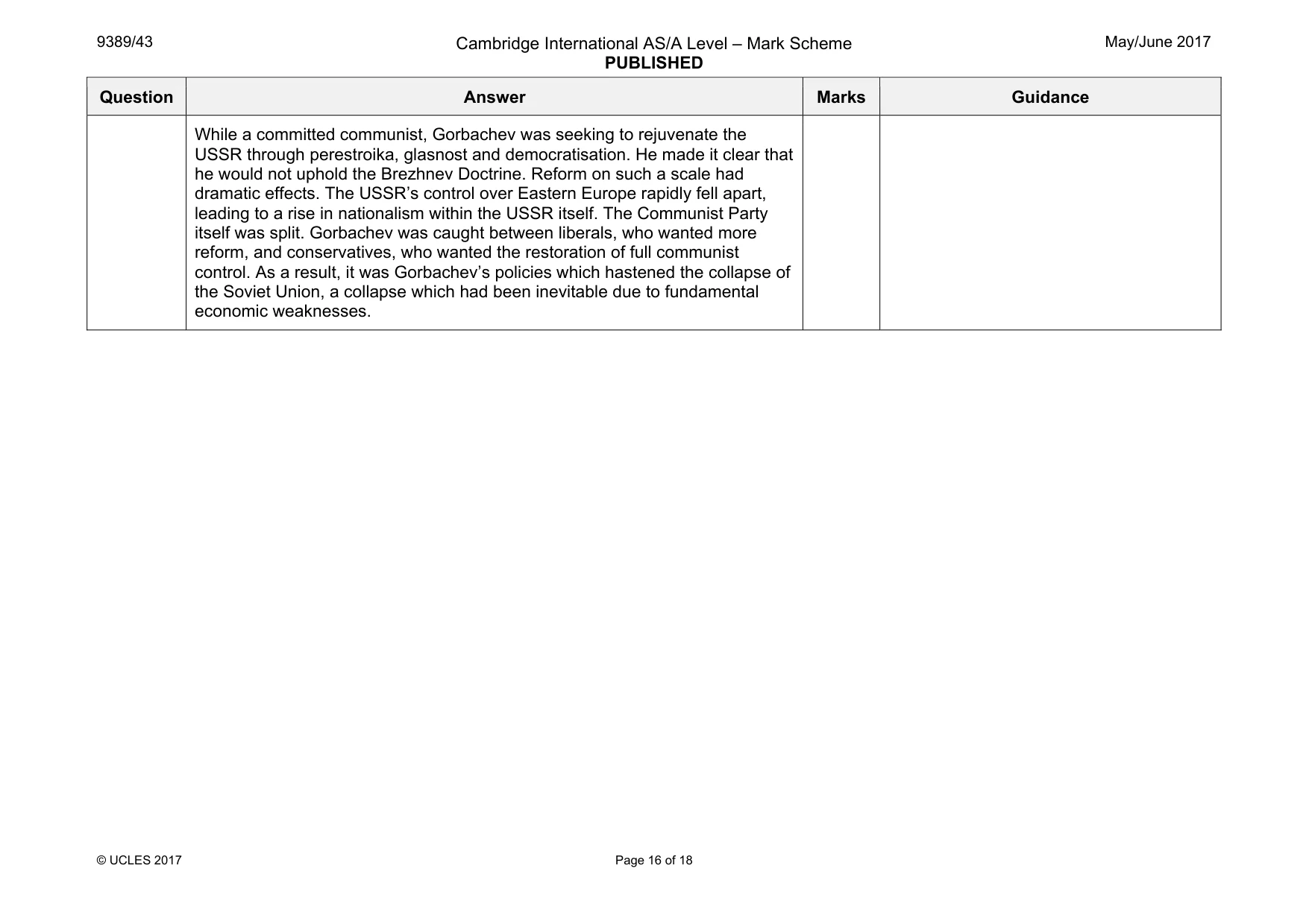Mark scheme, page 16 of 18