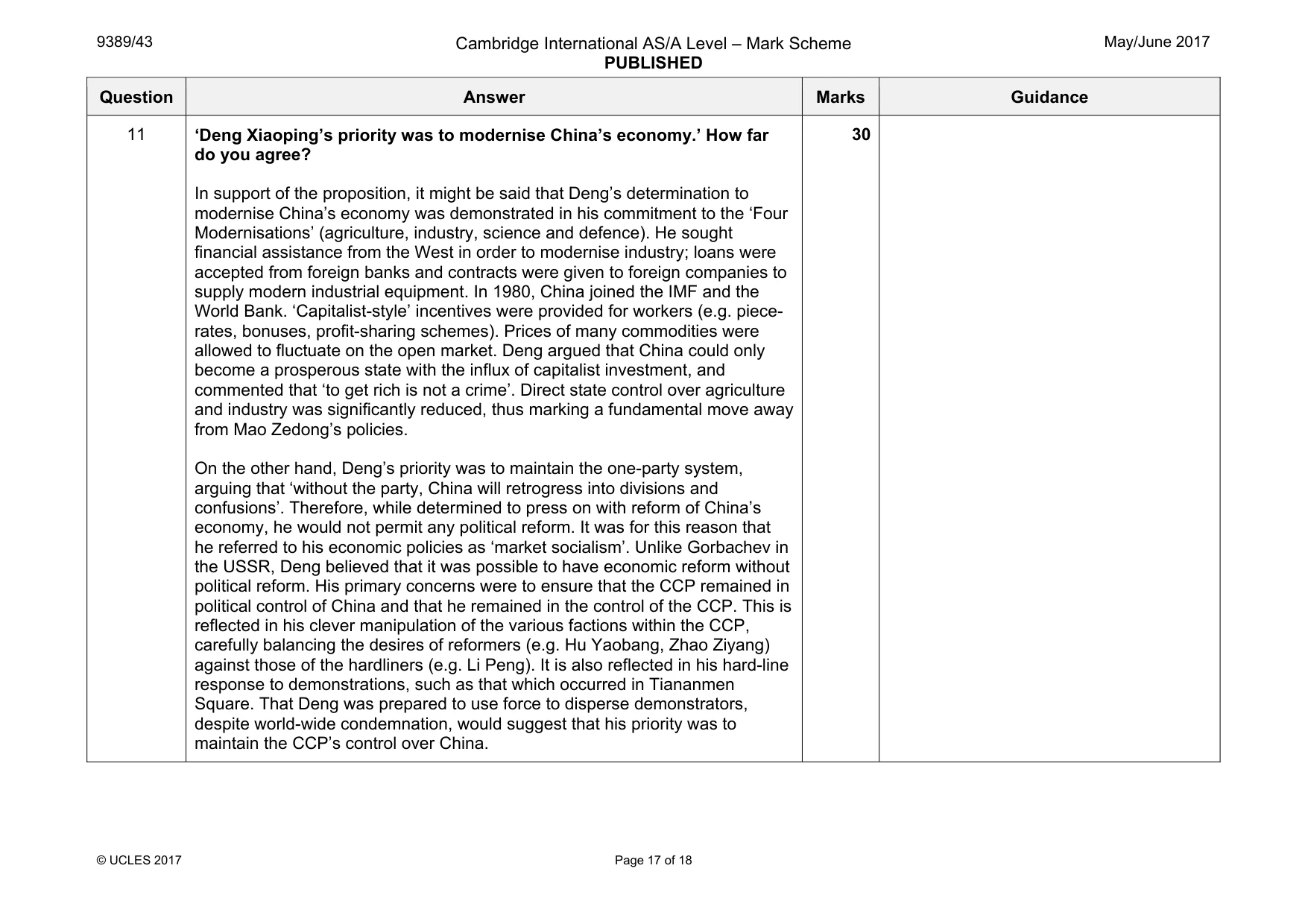 Mark scheme, page 17 of 18