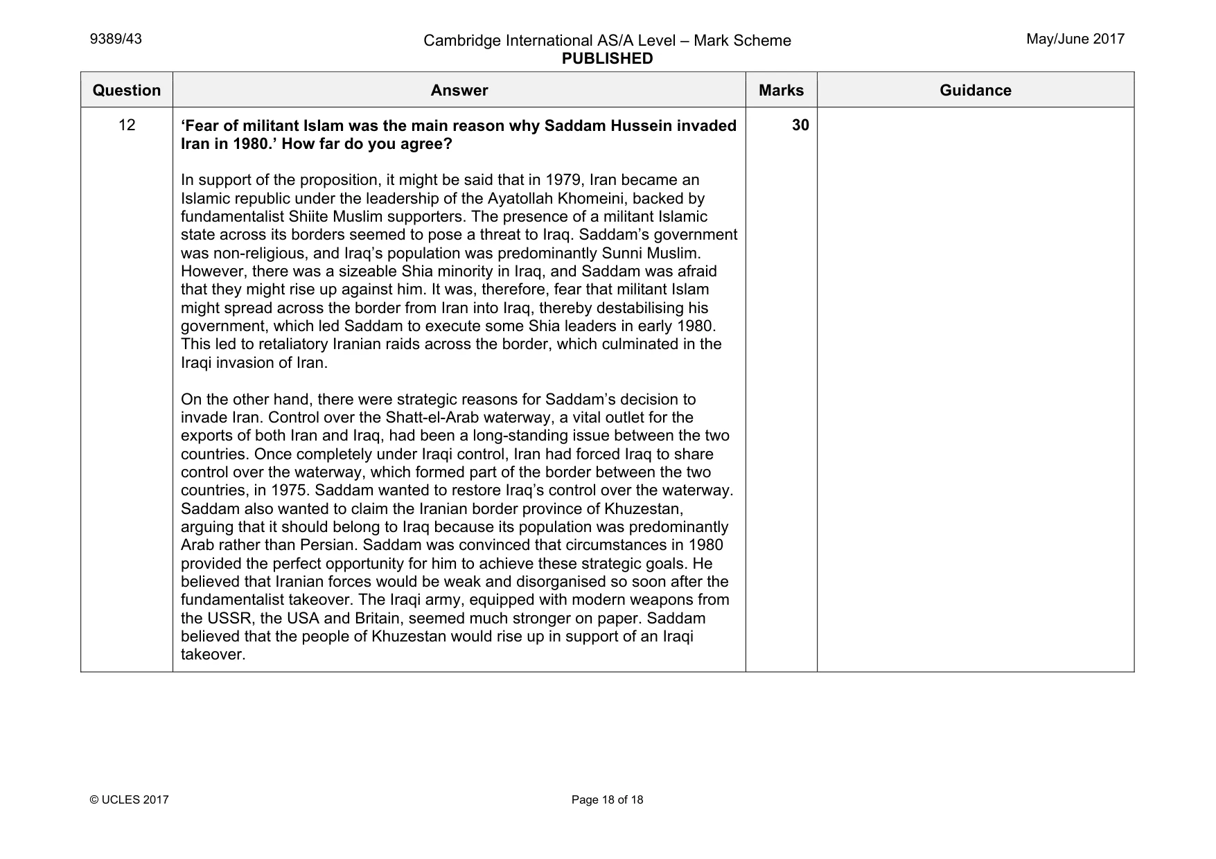 Mark scheme, page 18 of 18