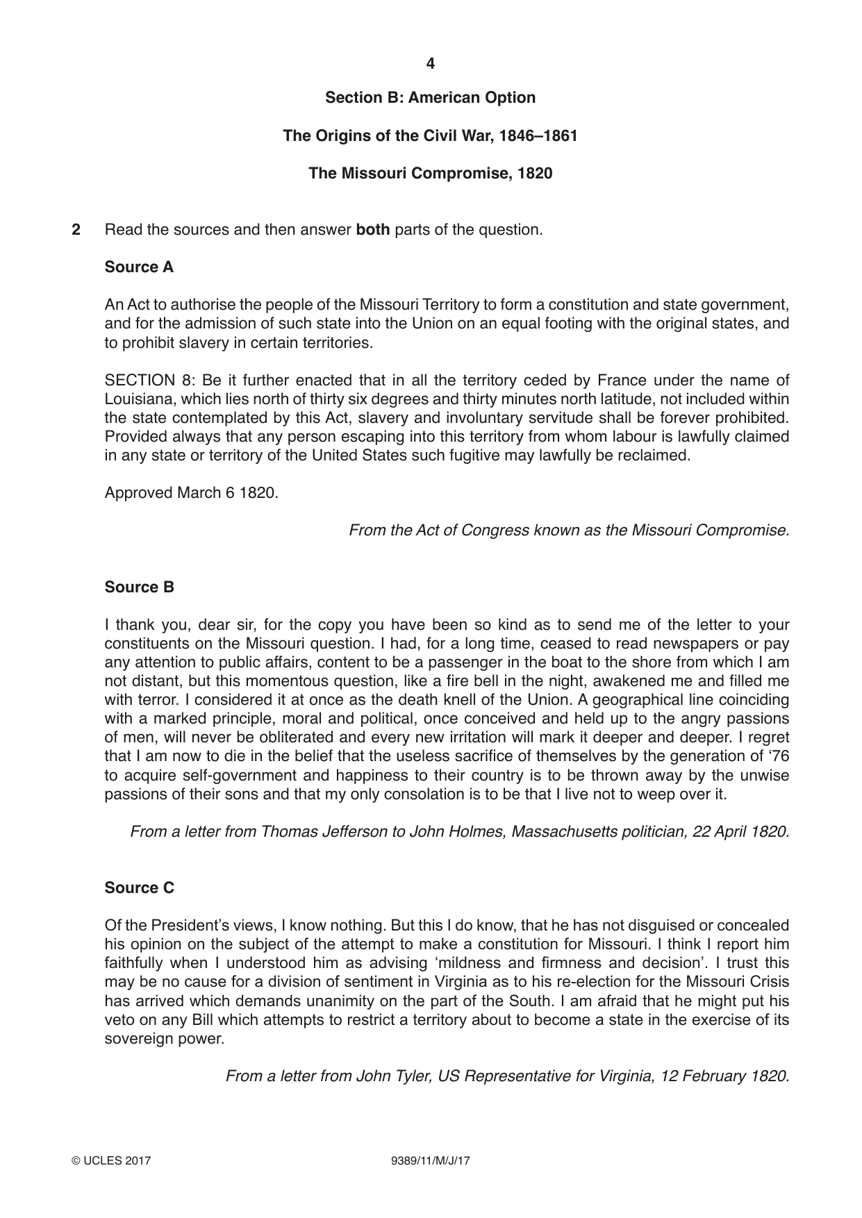 Cambridge A Level History 9389 2017 May/June Paper 1 · Variant 1 question paper, page 4 of 8